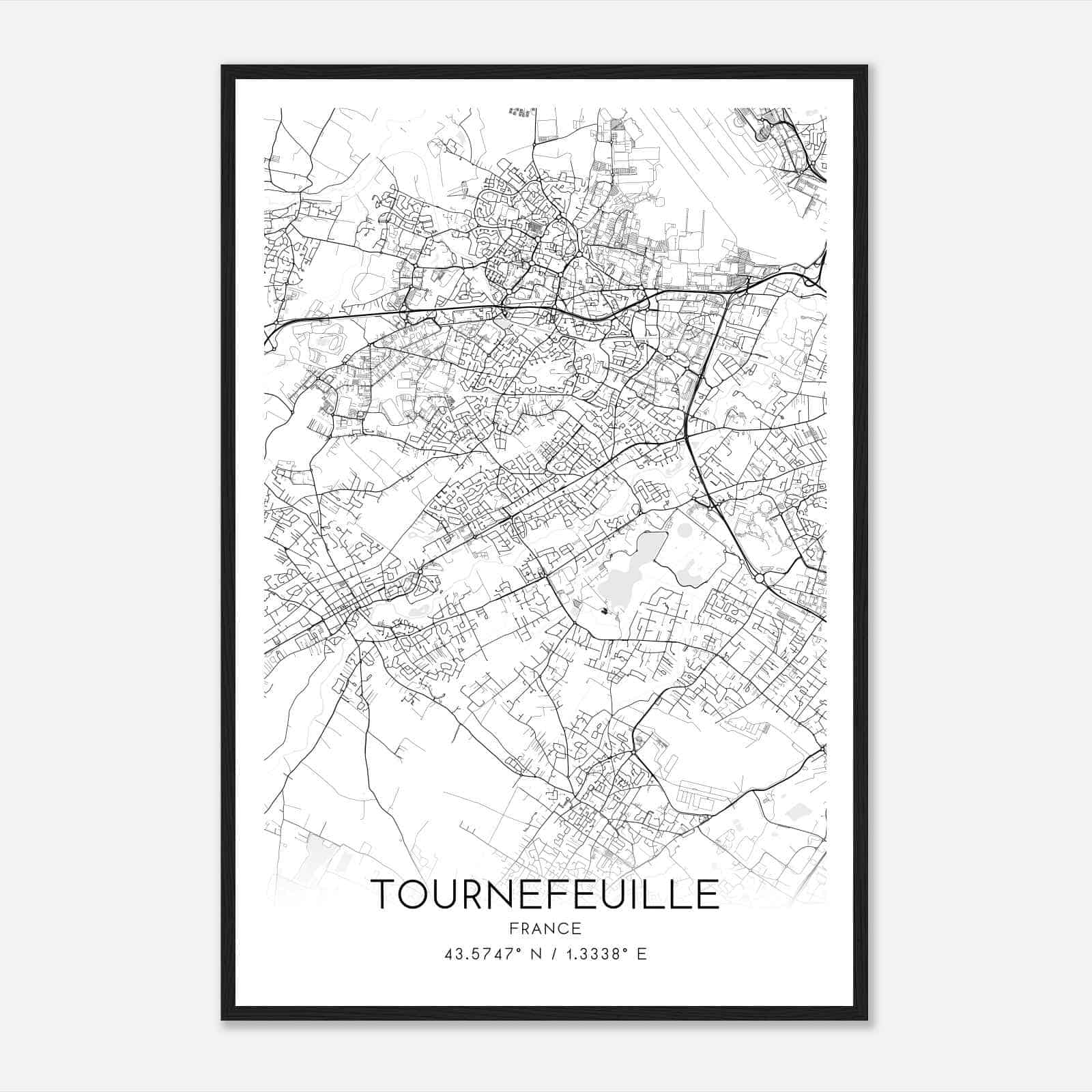 Tournefeuille France Map Poster, Modern Home Decor Wall Art Print