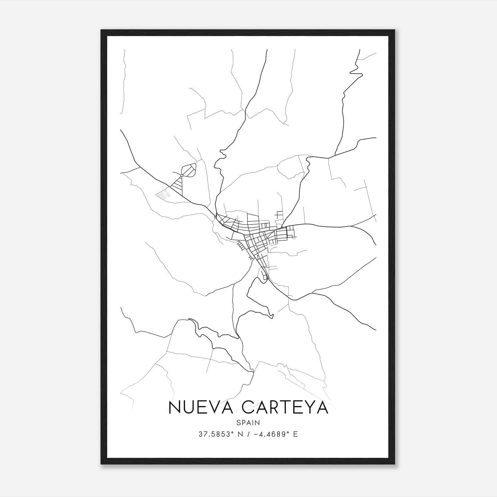 Nueva-Carteya Spain Map Poster, Modern Home Decor Wall Art Print