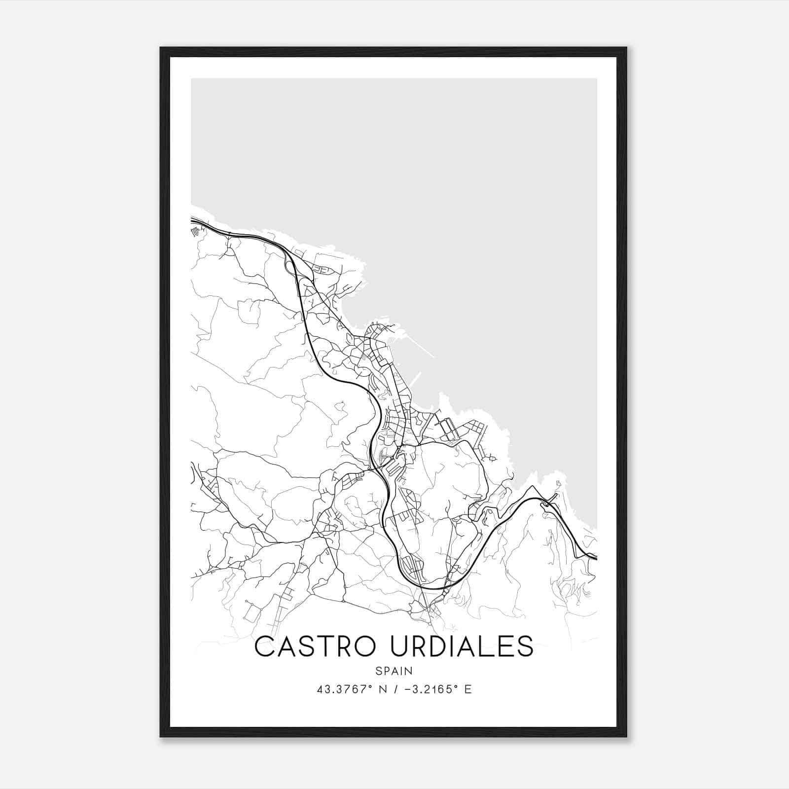 Castro-Urdiales Spain Map Poster, Modern Home Decor Wall Art Print