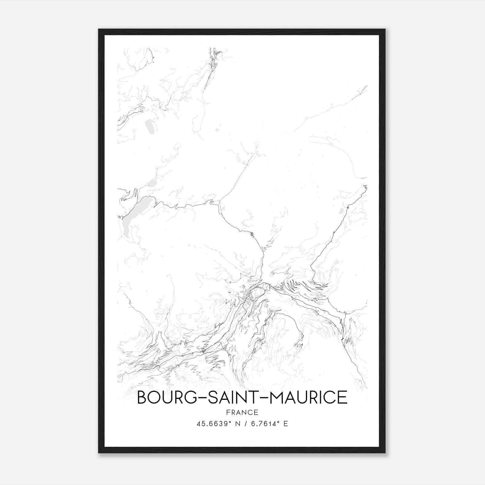 Bourg-Saint-Maurice France Map Poster, Modern Home Decor Wall Art Print