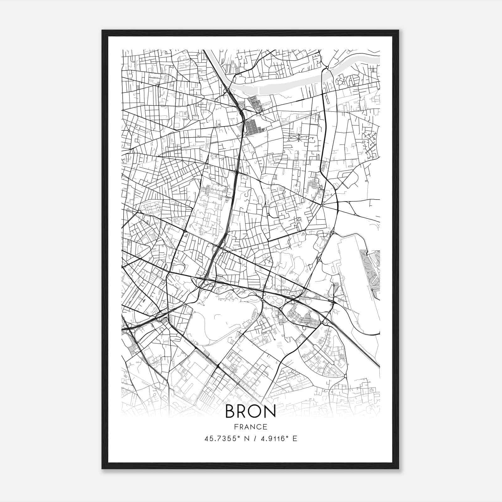 Bron France Map Poster, Modern Home Decor Wall Art Print