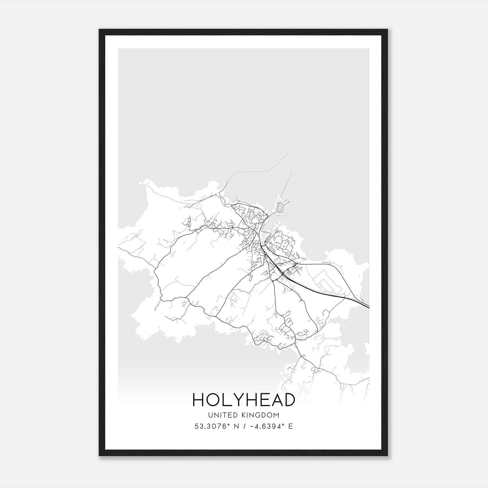 Holyhead United Kingdom Map Poster, Modern Home Decor Wall Art Print