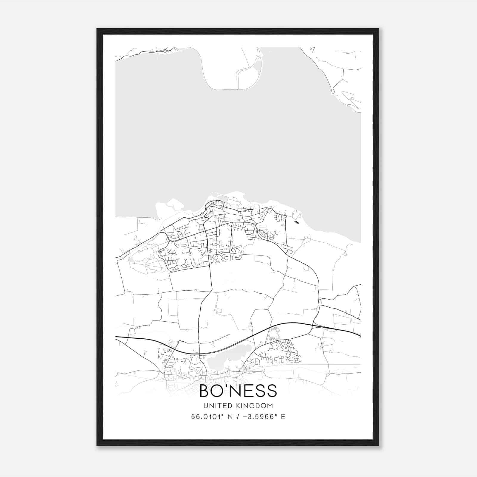 Bo’ness United Kingdom Map Poster, Modern Home Decor Wall Art Print