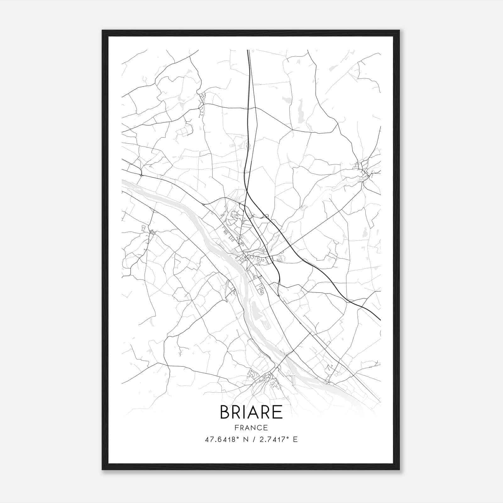 Briare France Map Poster, Modern Home Decor Wall Art Print