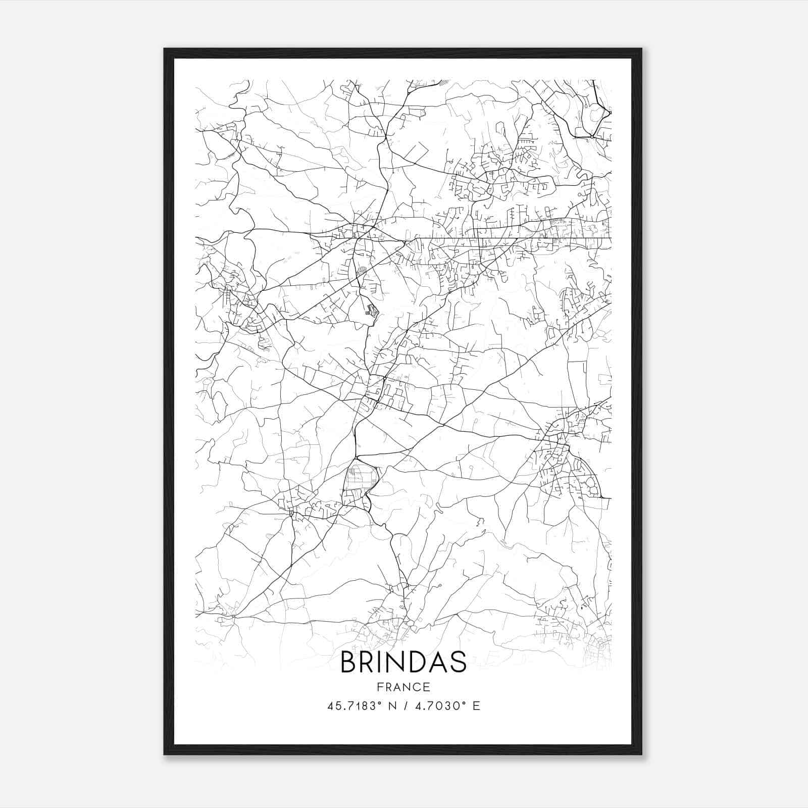 Brindas France Map Poster, Modern Home Decor Wall Art Print