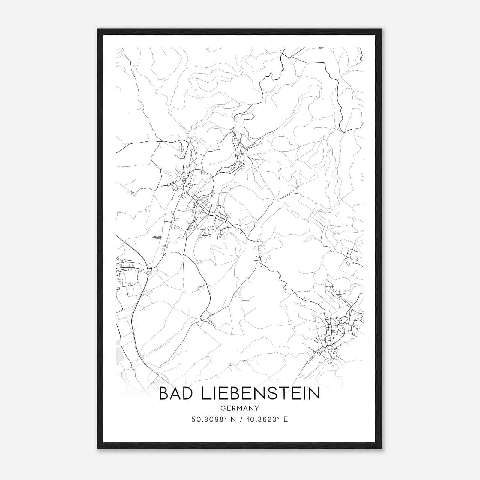 Bad Liebenstein Germany Map Poster, Modern Home Decor Wall Art Print