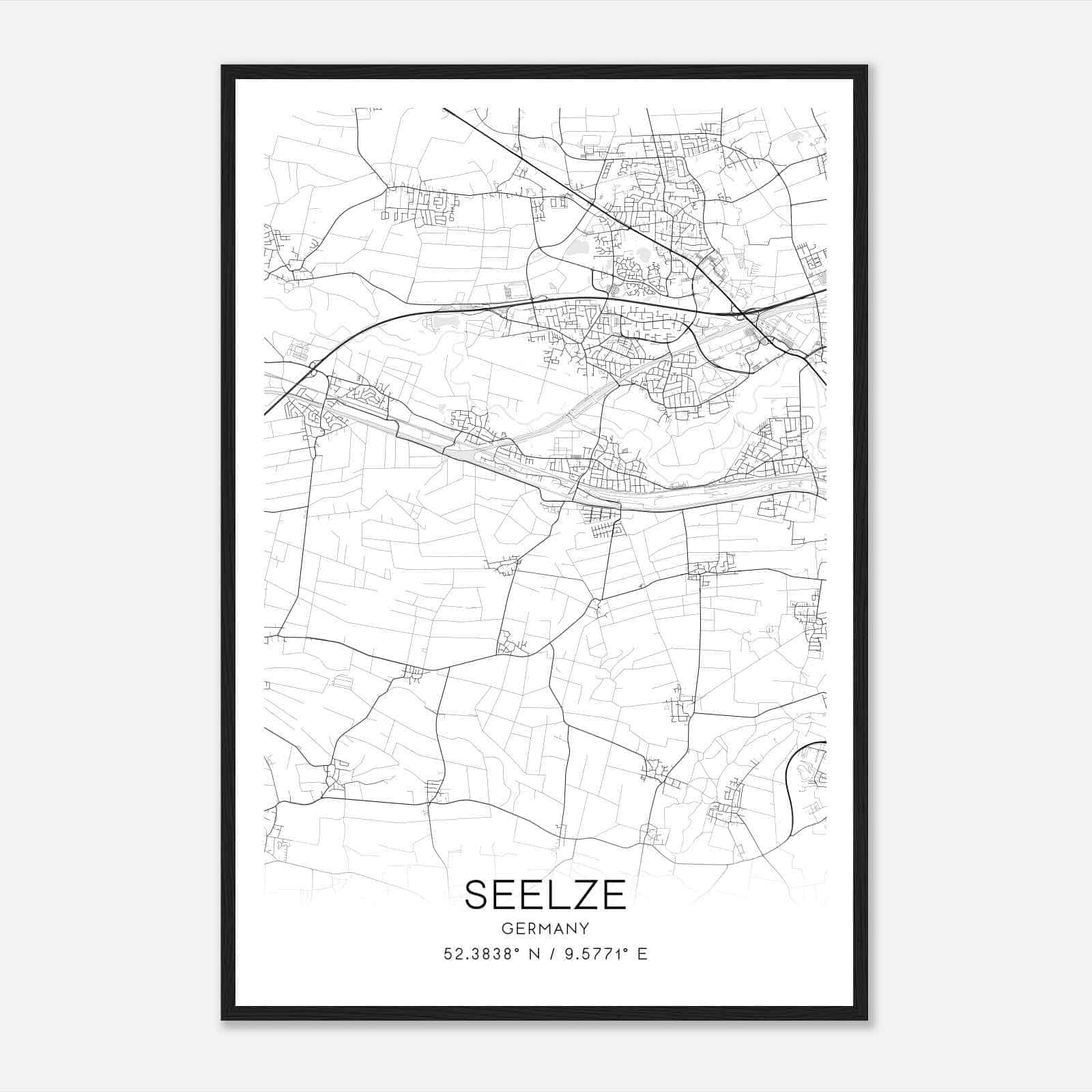 Seelze Germany Map Poster, Modern Home Decor Wall Art Print