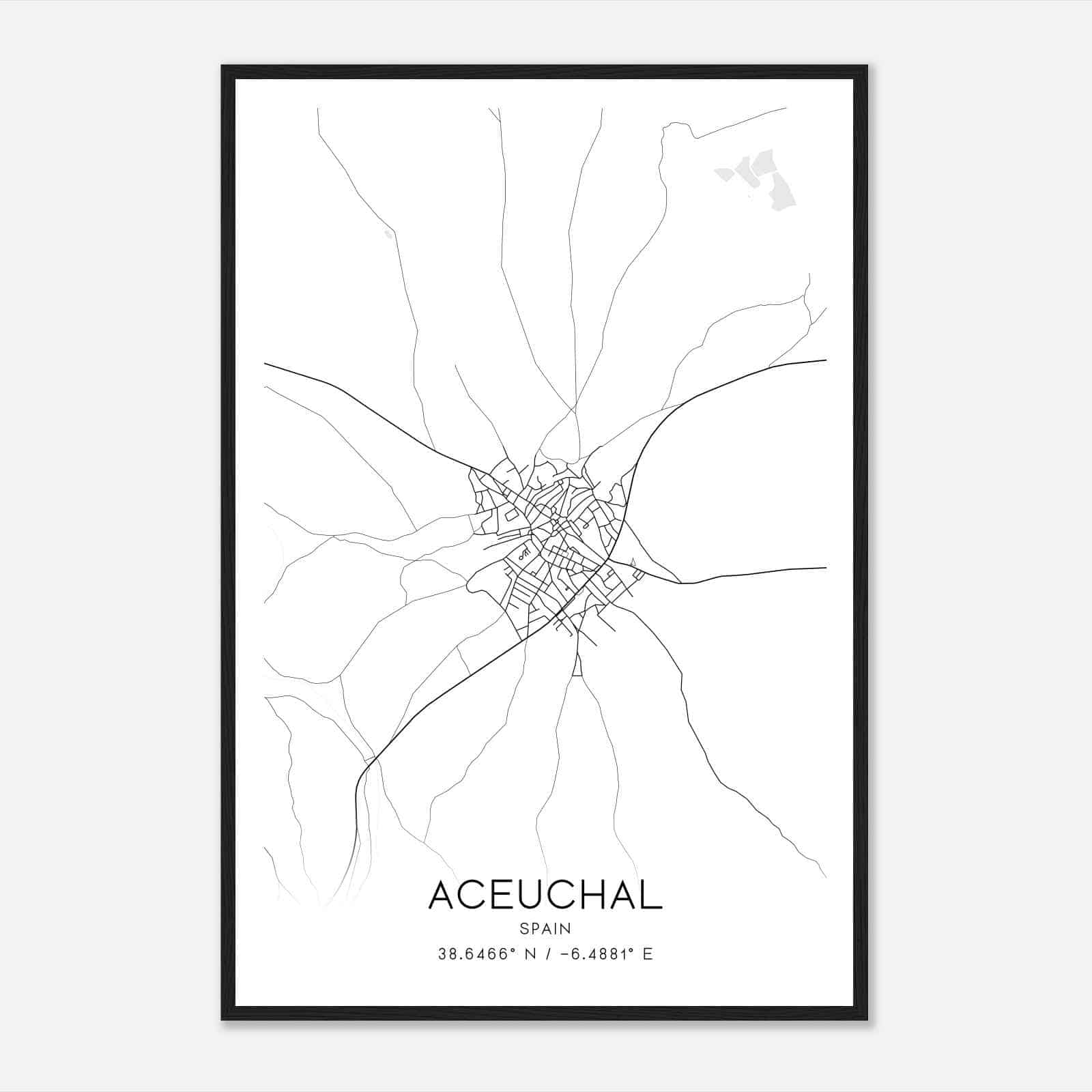 Aceuchal Spain Map Poster, Modern Home Decor Wall Art Print