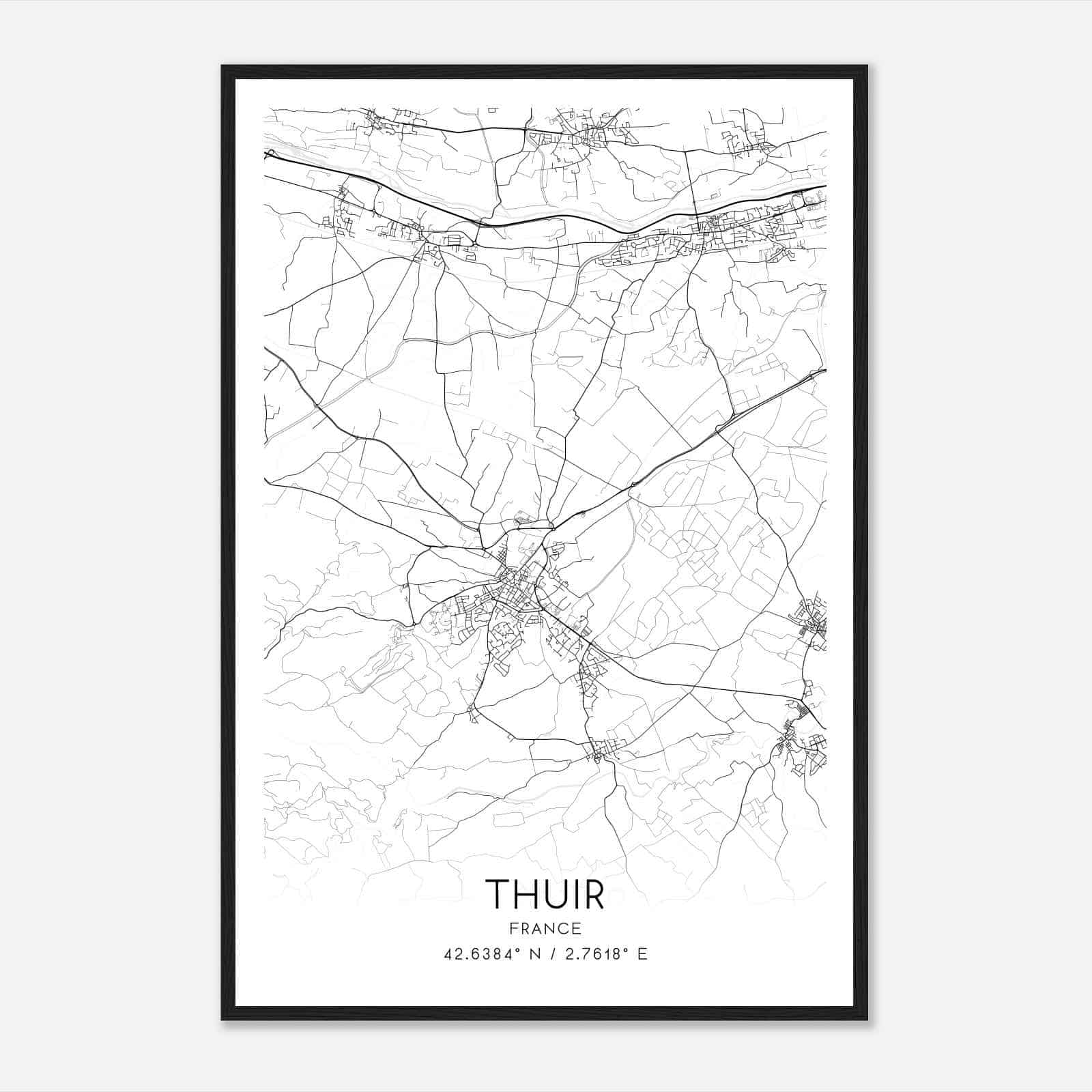 Thuir France Map Poster, Modern Home Decor Wall Art Print