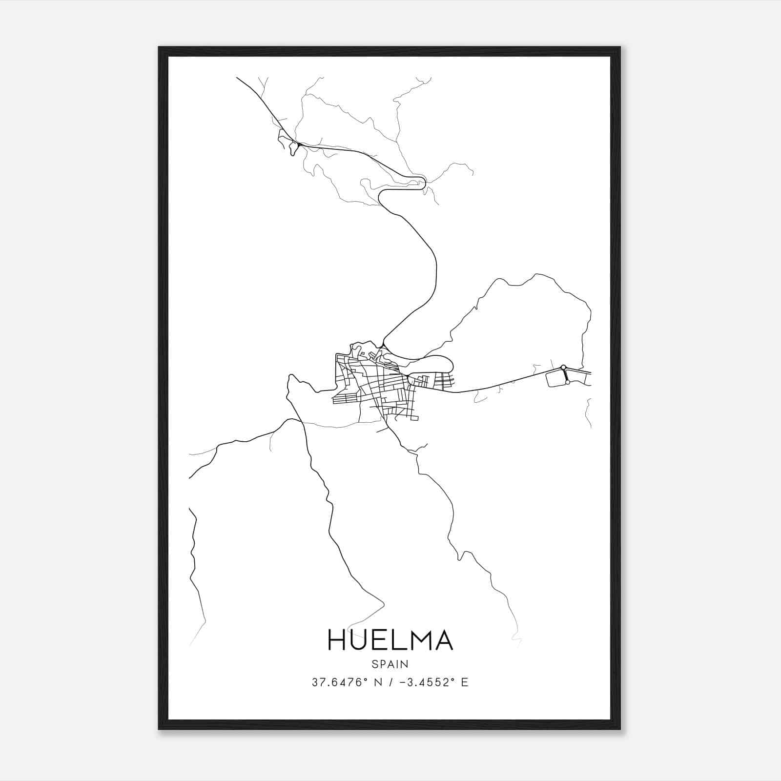 Huelma Spain Map Poster, Modern Home Decor Wall Art Print