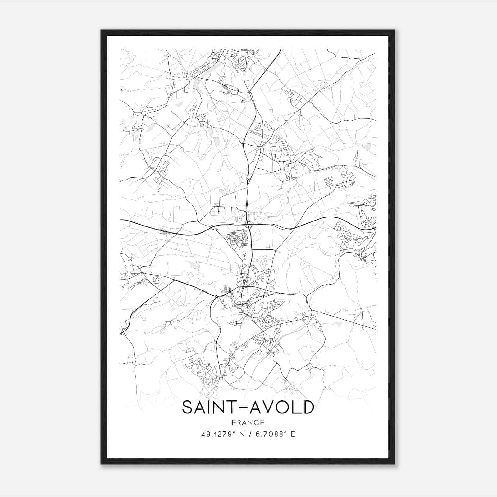 Saint-Avold France Map Poster, Modern Home Decor Wall Art Print