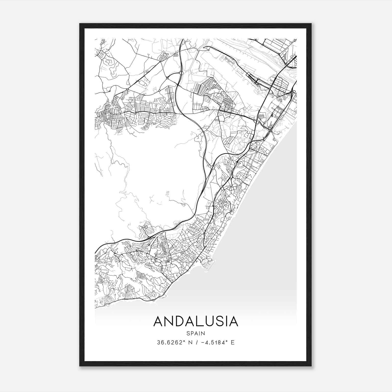 Torremolinos Spain Map Poster, Modern Home Decor Wall Art Print