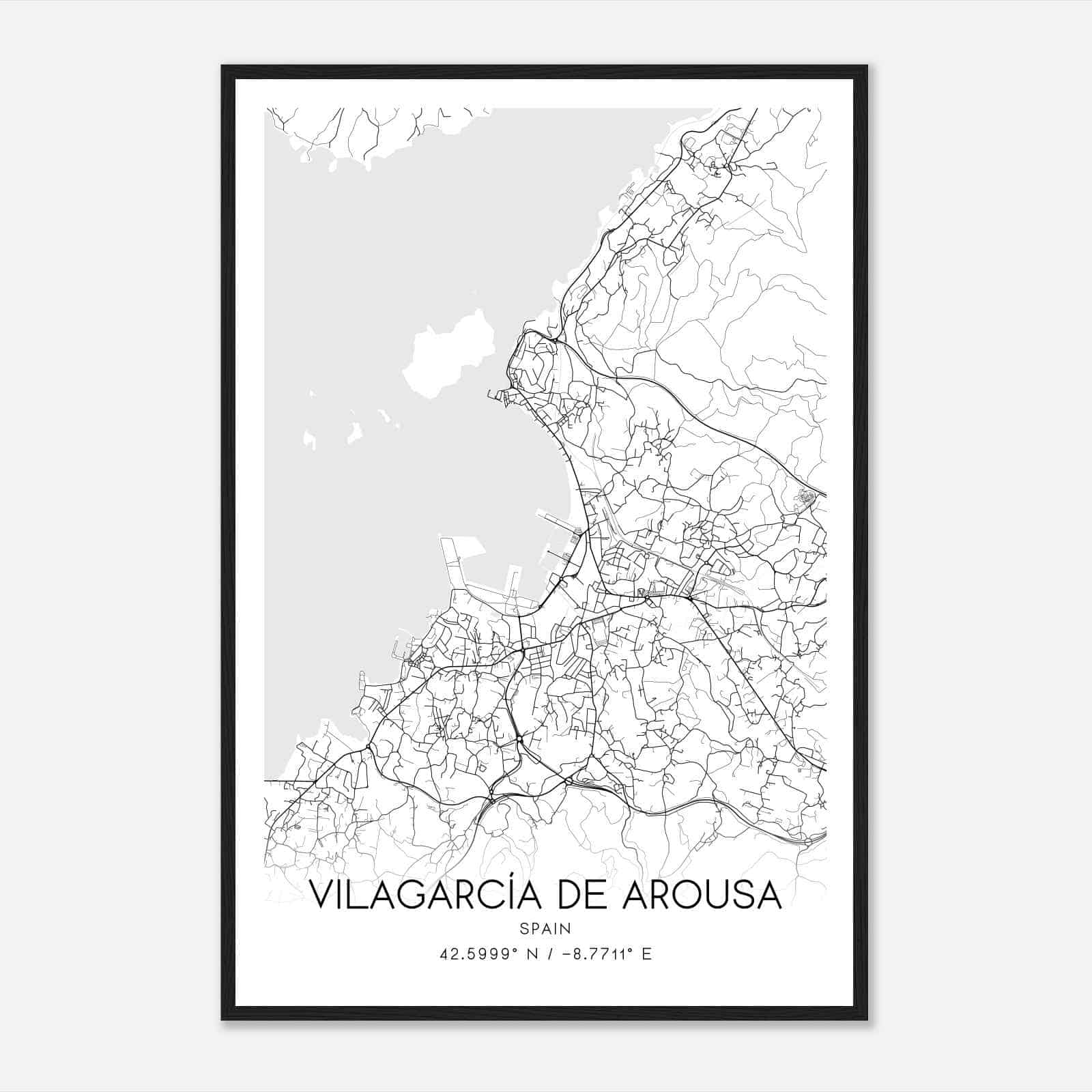 Villagarcia de Arosa Spain Map Poster, Modern Home Decor Wall Art Print