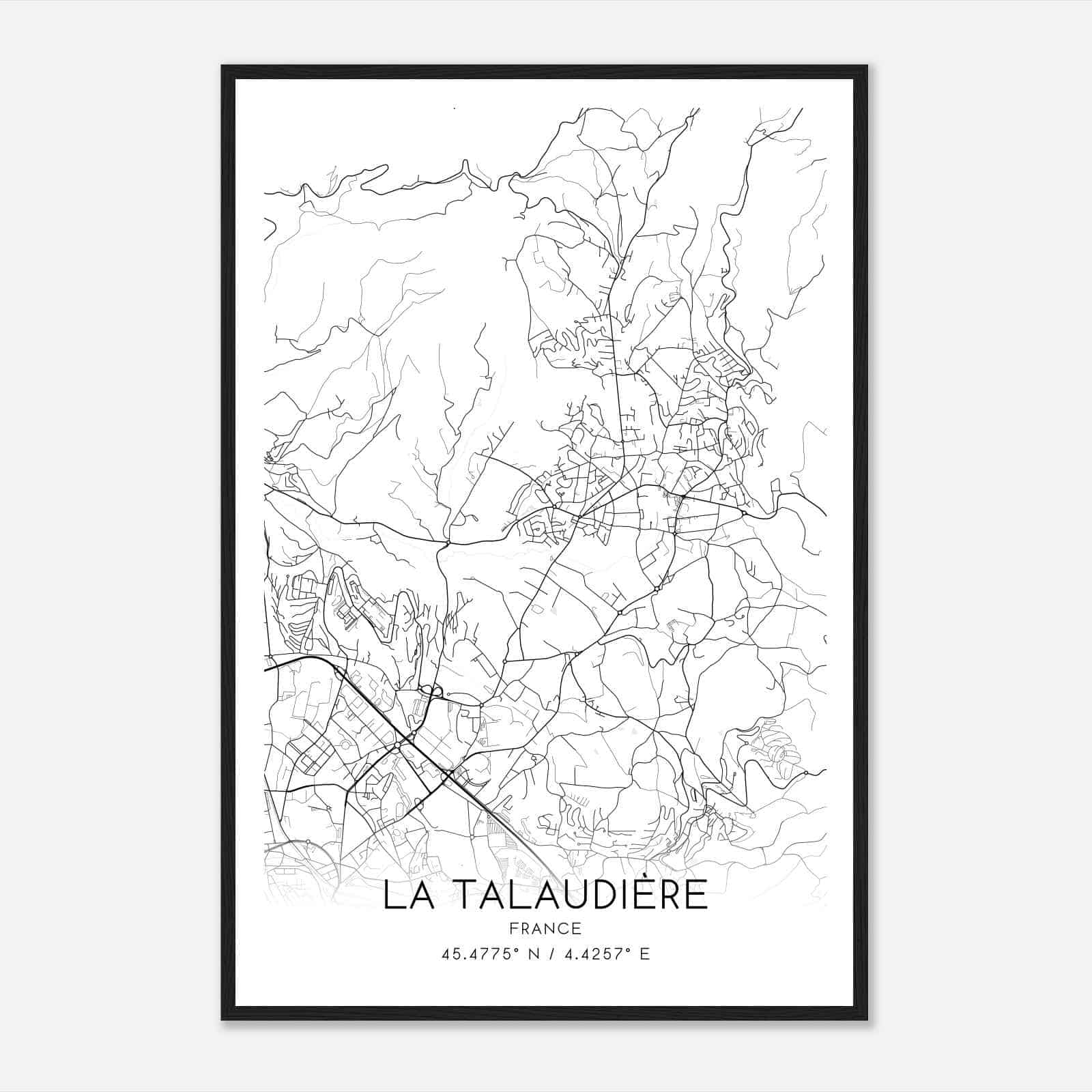 La Talaudiere France Map Poster, Modern Home Decor Wall Art Print