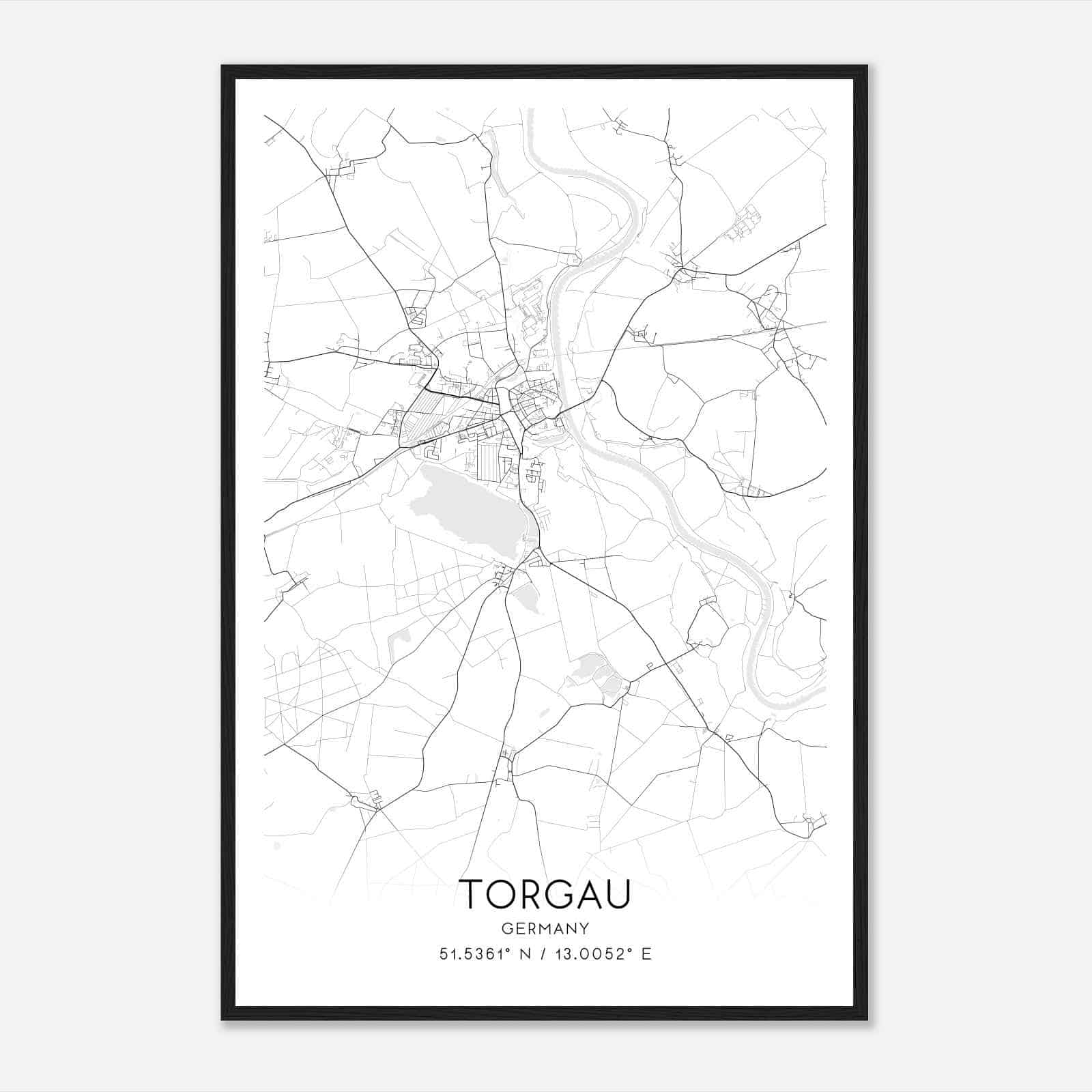 Torgau Germany Map Poster, Modern Home Decor Wall Art Print
