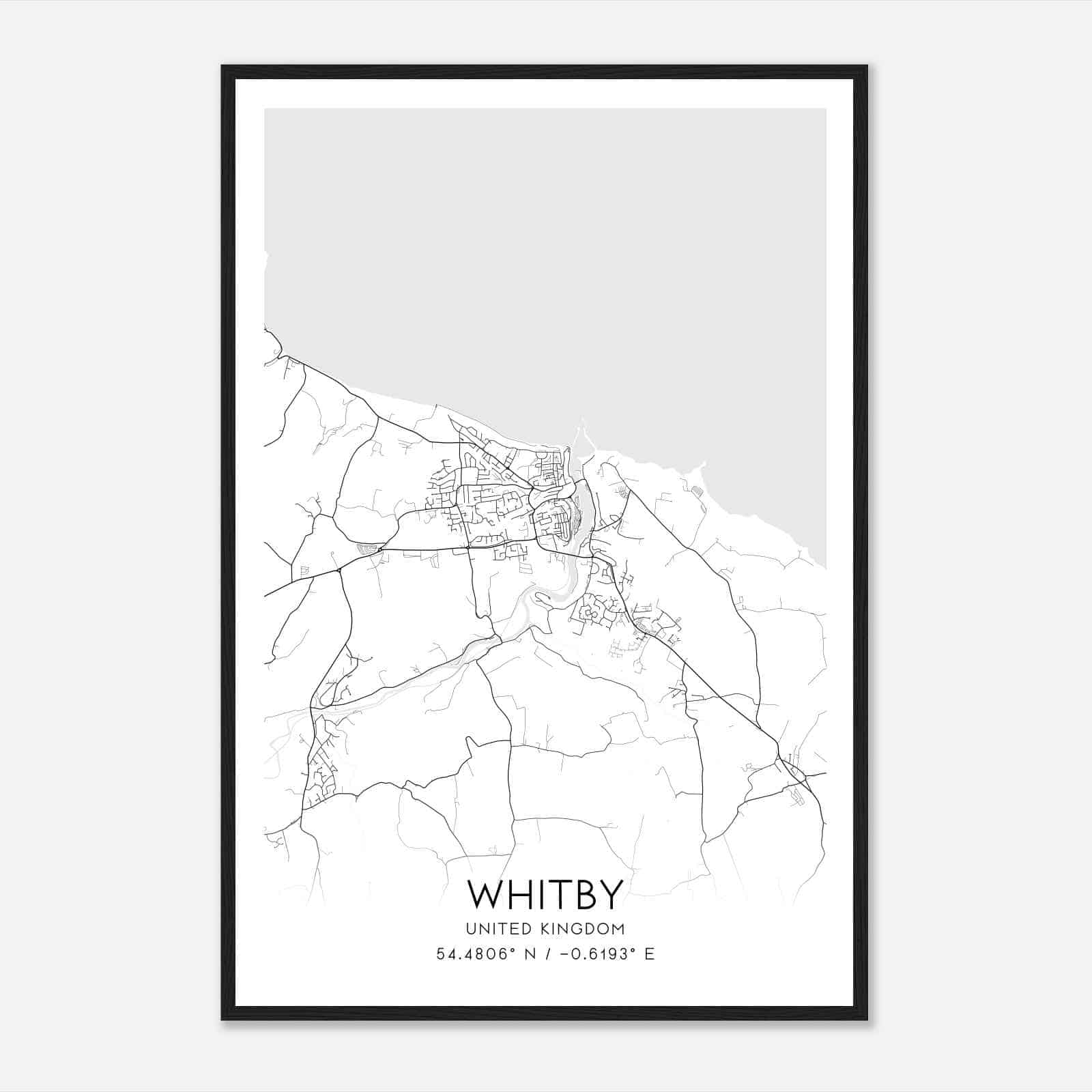 Whitby United Kingdom Map Poster, Modern Home Decor Wall Art Print