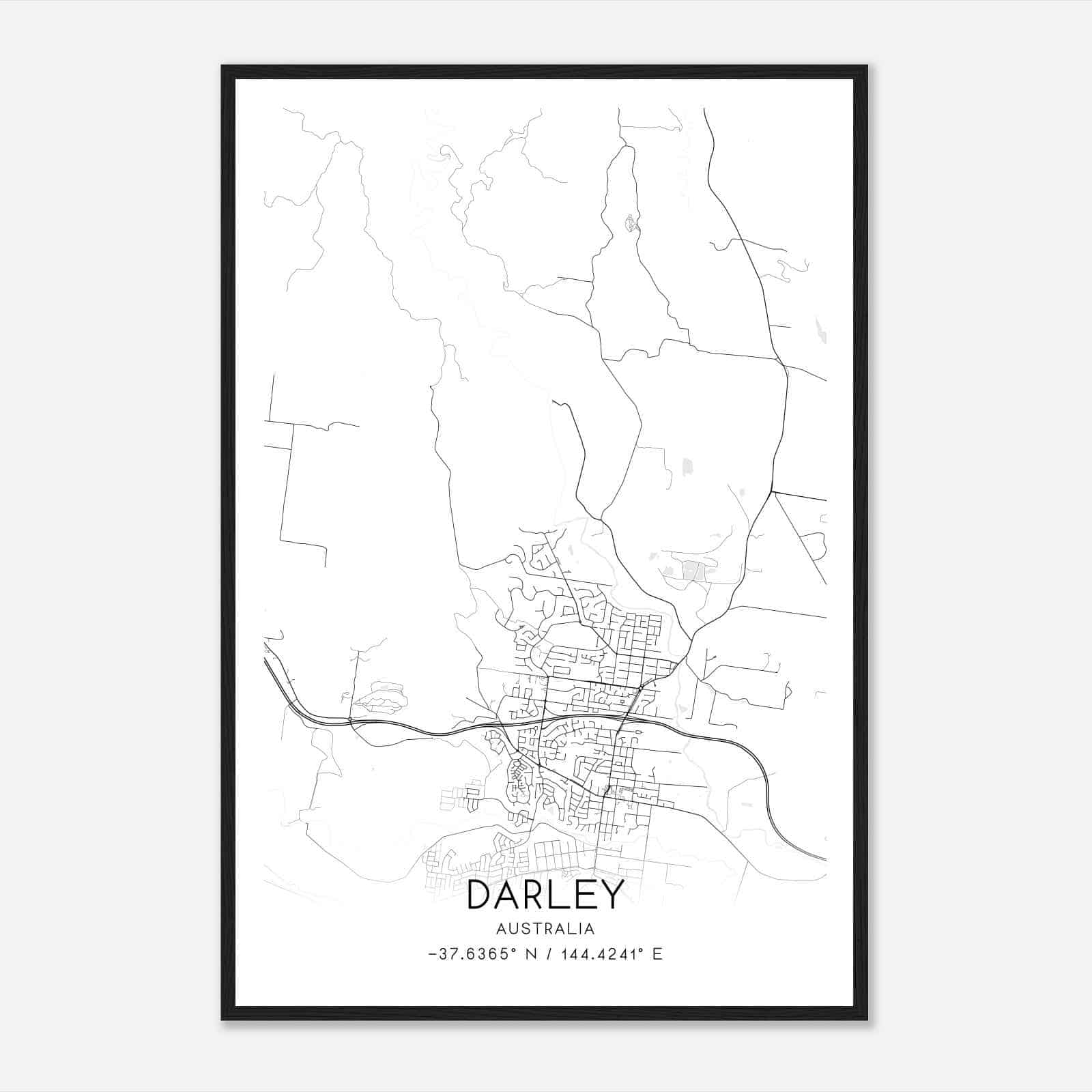 Darley Australia Map Poster, Modern Home Decor Wall Art Print