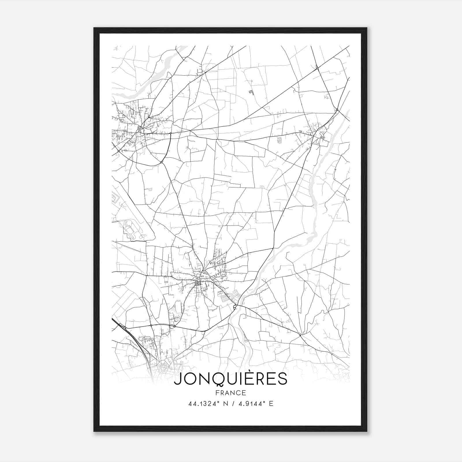 Jonquieres France Map Poster, Modern Home Decor Wall Art Print