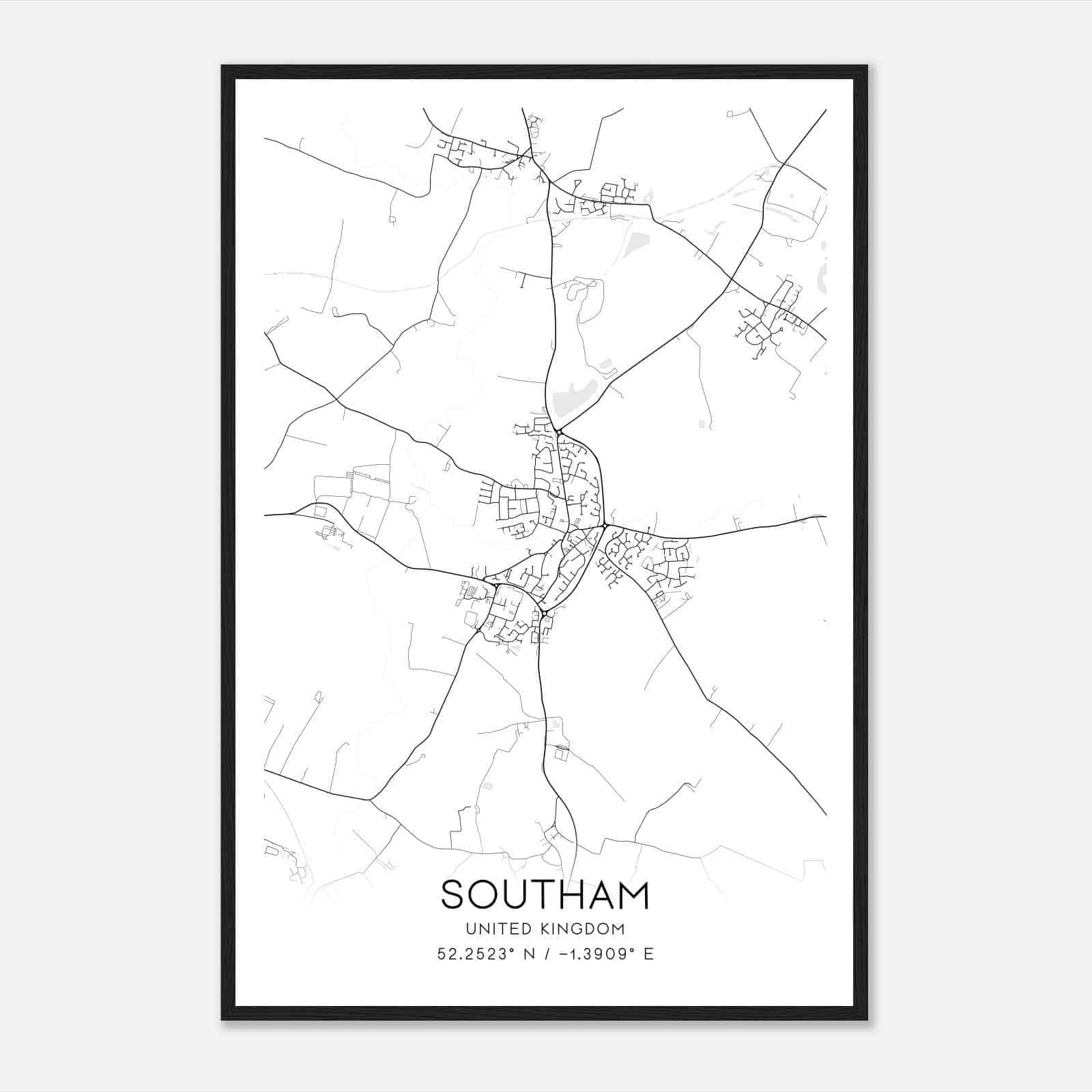 Southam United Kingdom Map Poster, Modern Home Decor Wall Art Print