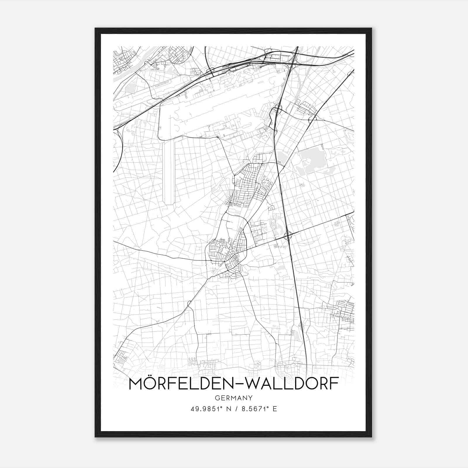 Morfelden-Walldorf Germany Map Poster, Modern Home Decor Wall Art Print