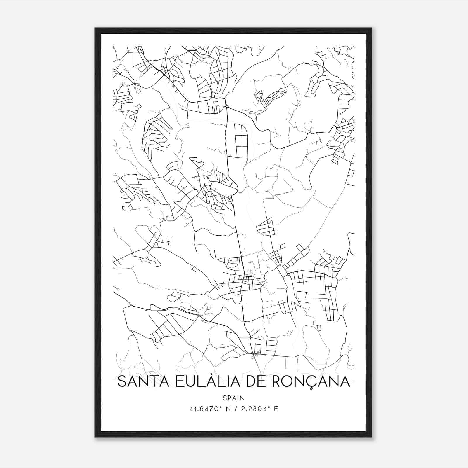 Santa Eulalia de Ronsana Spain Map Poster, Modern Home Decor Wall Art Print
