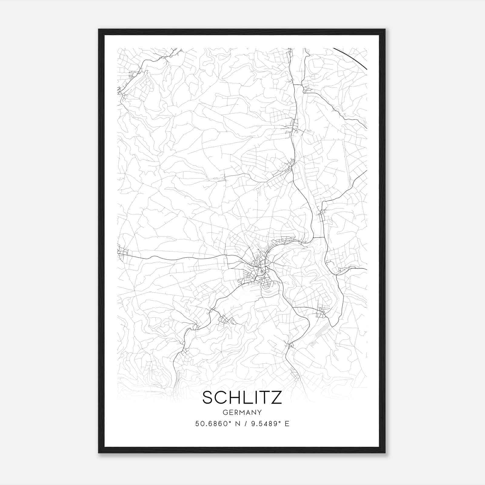 Schlitz Germany Map Poster, Modern Home Decor Wall Art Print