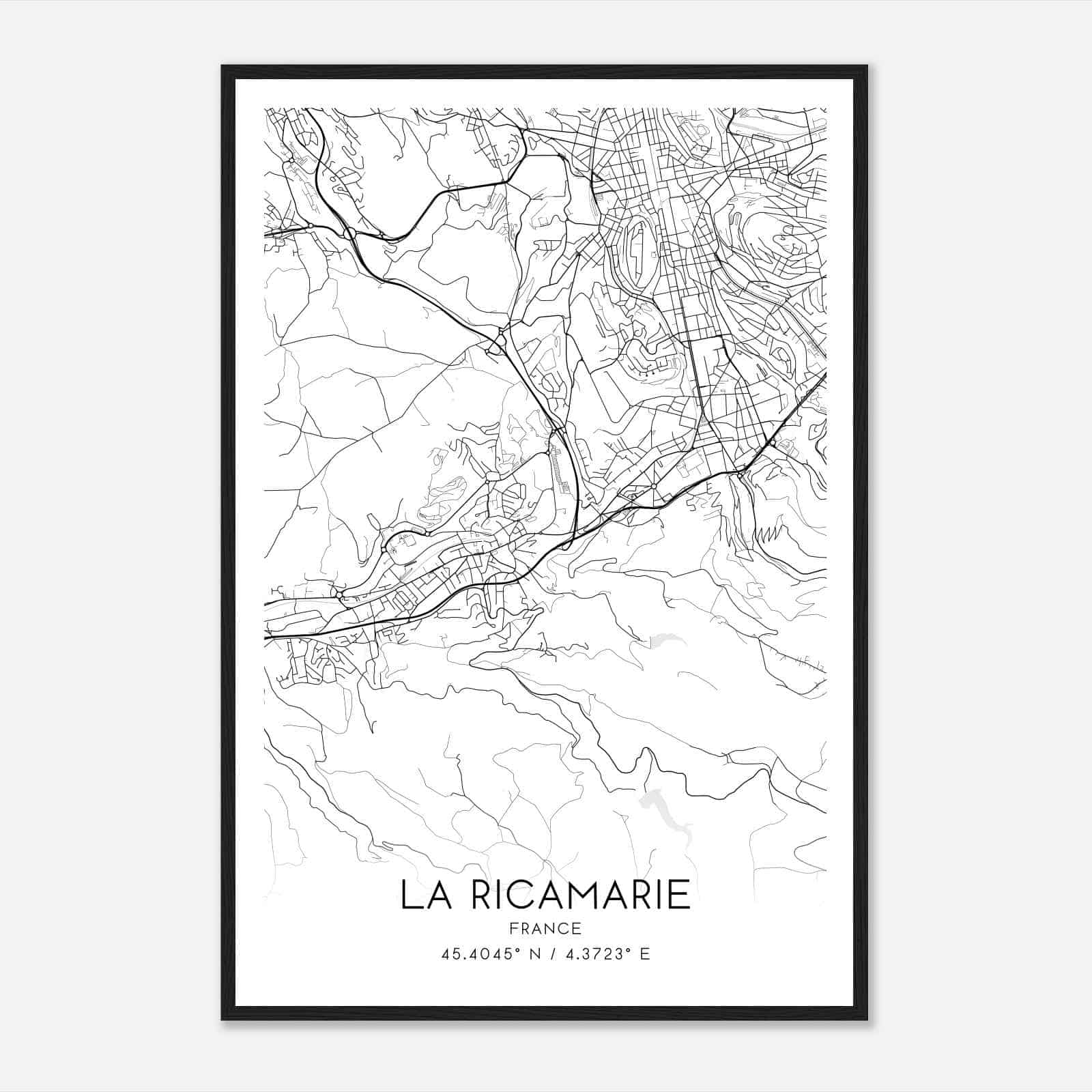 La Ricamarie France Map Poster, Modern Home Decor Wall Art Print