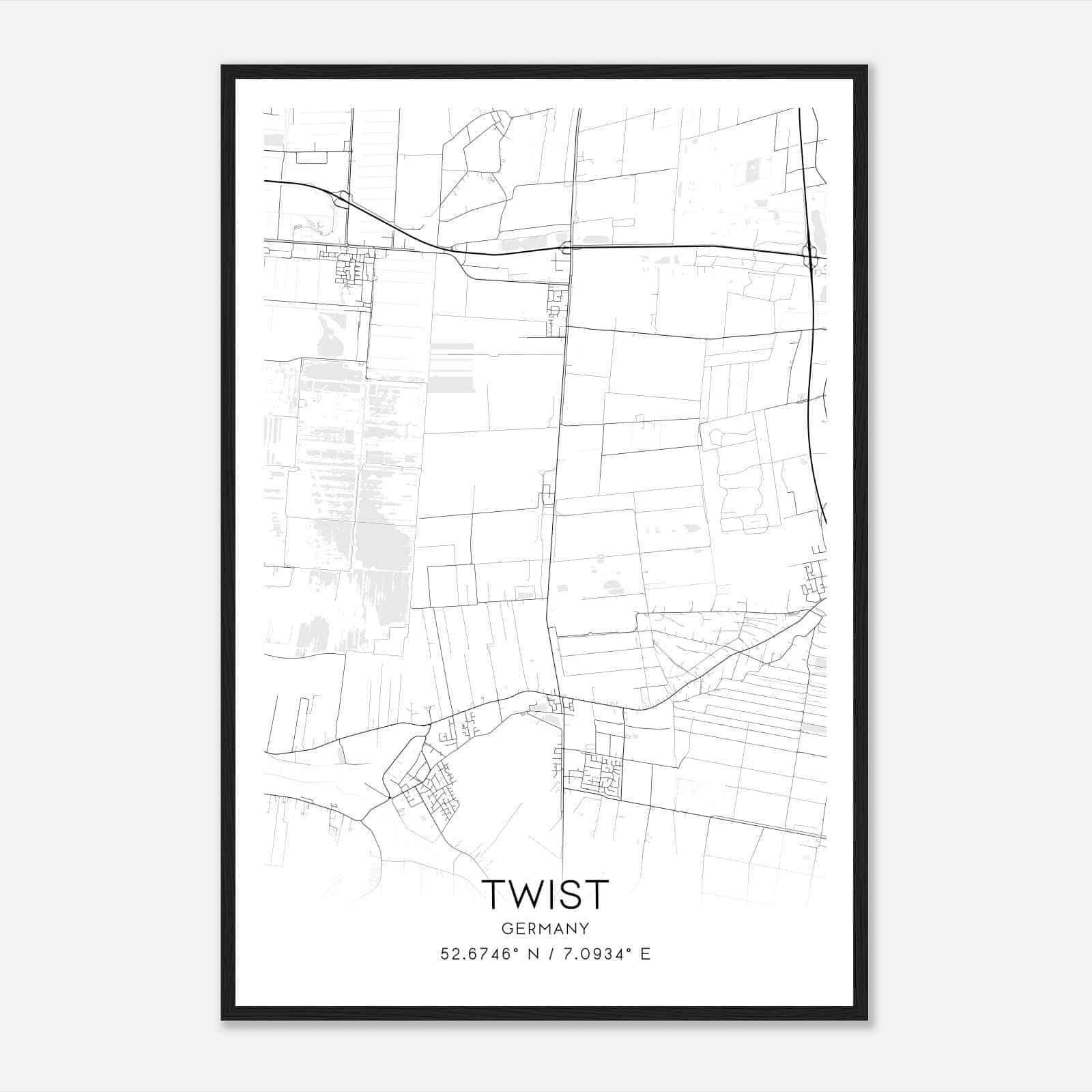 Twist Germany Map Poster, Modern Home Decor Wall Art Print