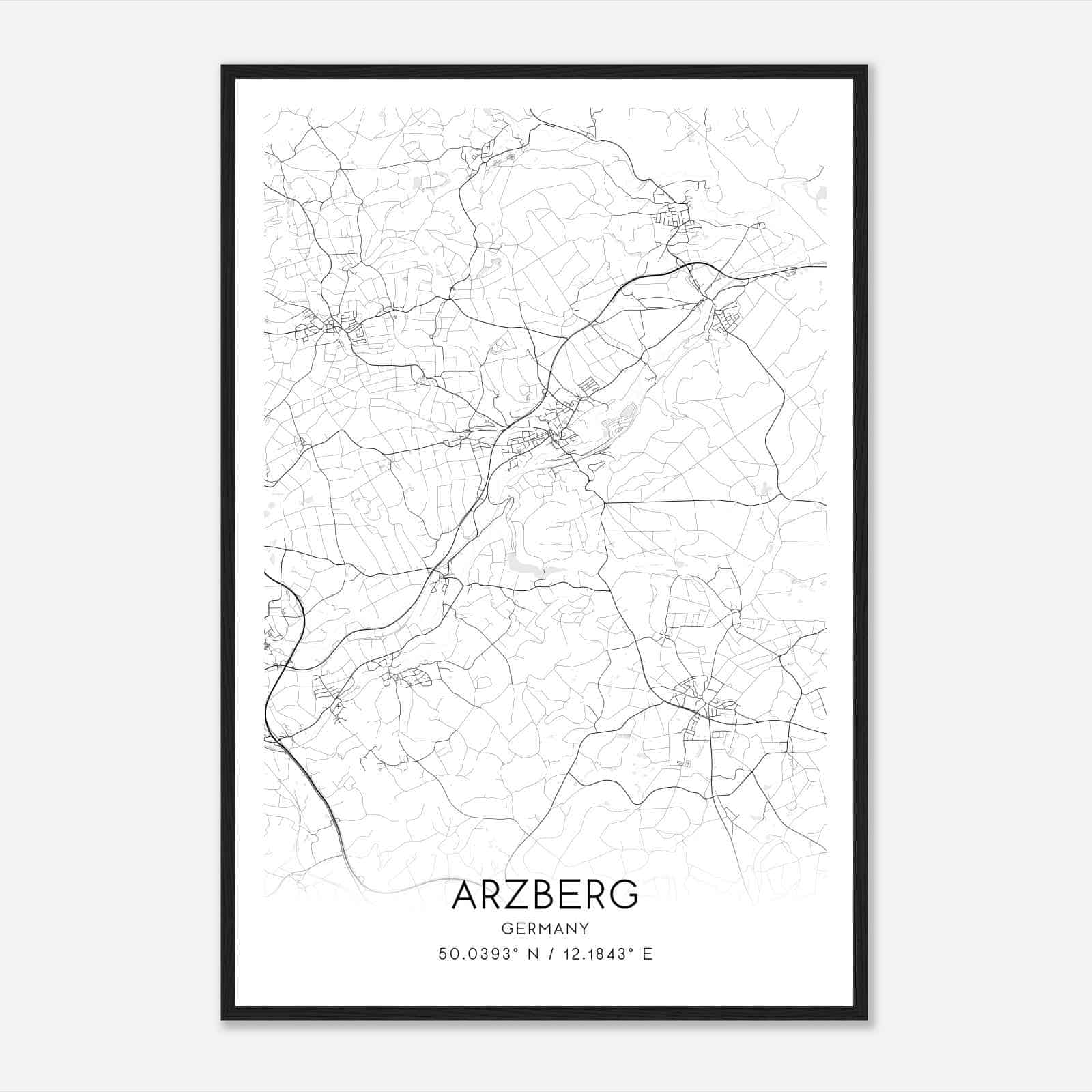 Arzberg Germany Map Poster, Modern Home Decor Wall Art Print