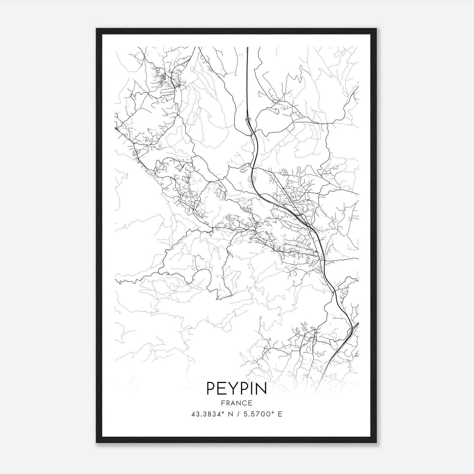 Peypin France Map Poster, Modern Home Decor Wall Art Print