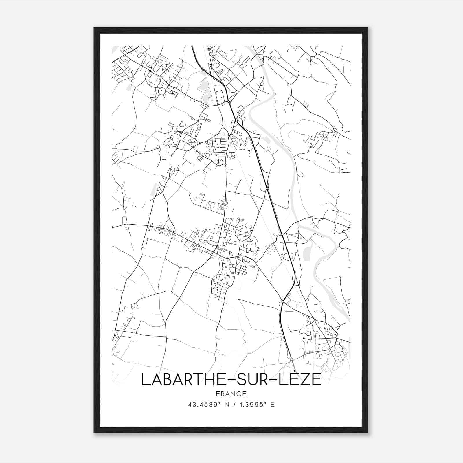Labarthe-sur-Leze France Map Poster, Modern Home Decor Wall Art Print
