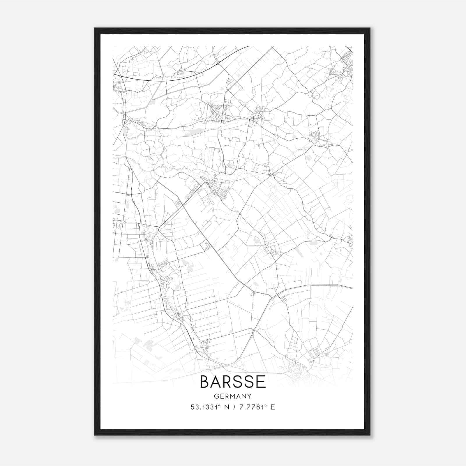 Barssel Germany Map Poster, Modern Home Decor Wall Art Print