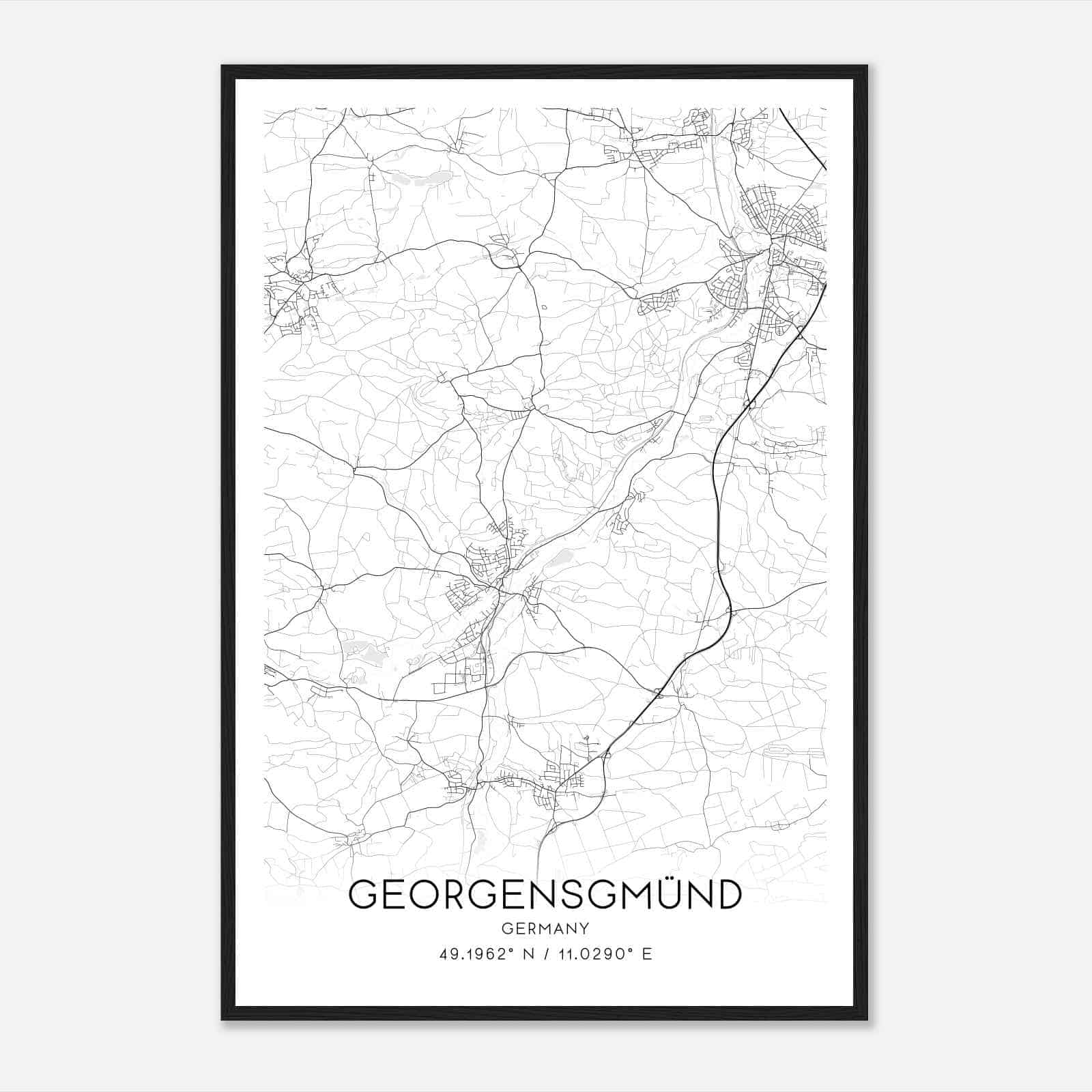 Georgensgmund Germany Map Poster, Modern Home Decor Wall Art Print