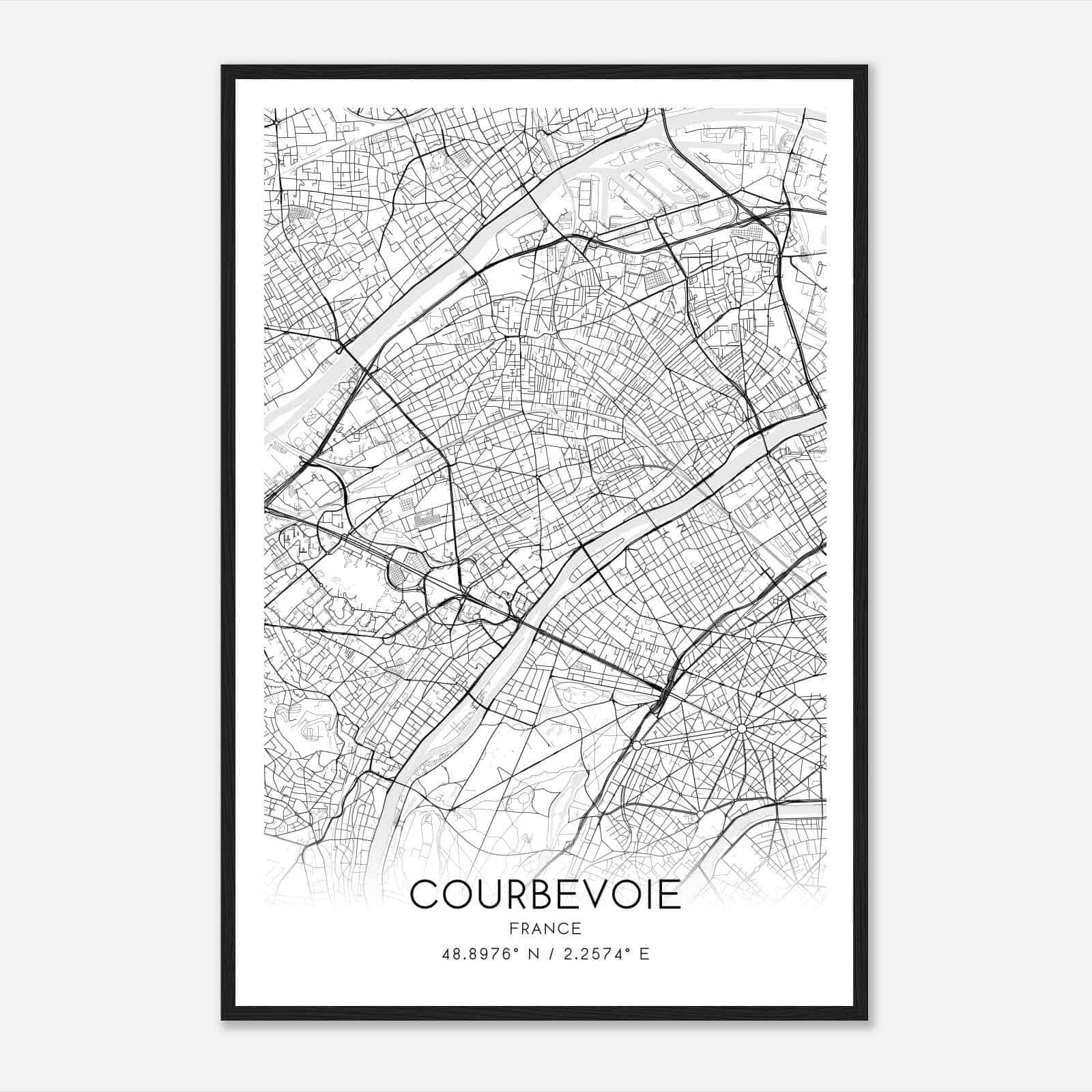 Courbevoic France Map Poster, Modern Home Decor Wall Art Print