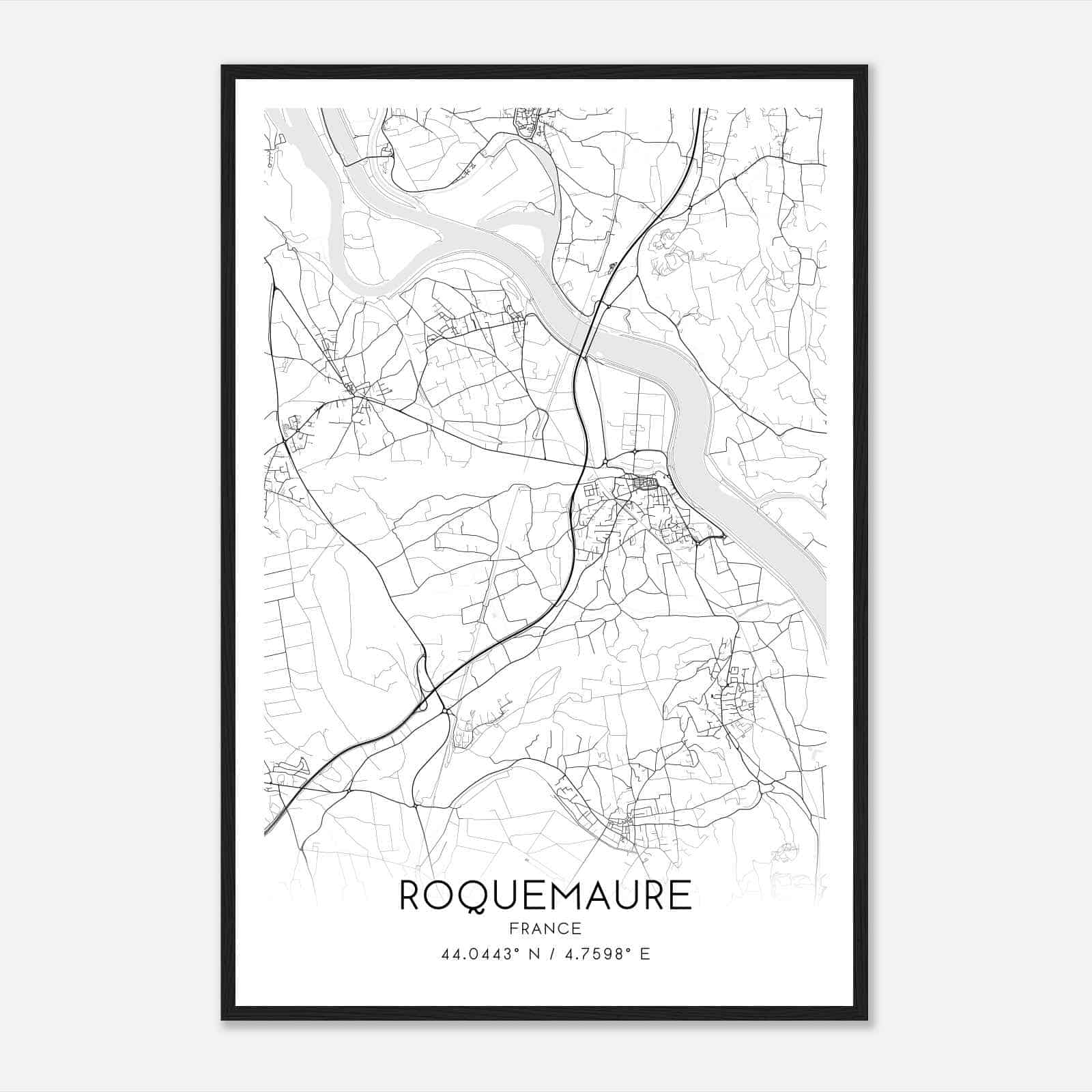 Roquemaure France Map Poster, Modern Home Decor Wall Art Print