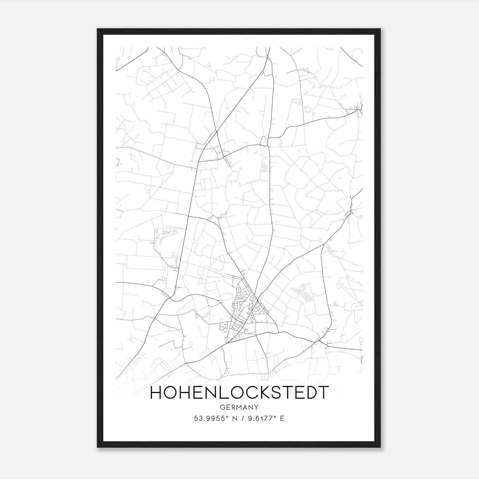 Hohenlockstedt Germany Map Poster, Modern Home Decor Wall Art Print