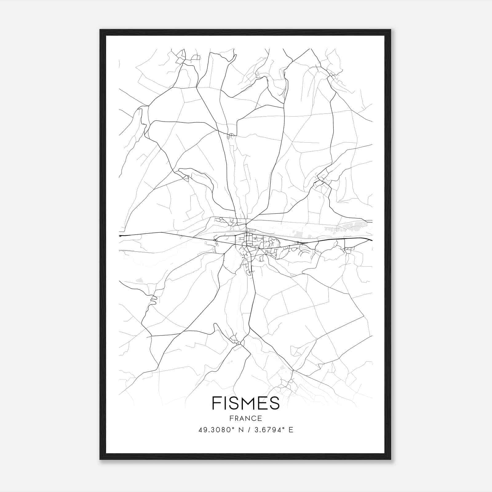Fismes France Map Poster, Modern Home Decor Wall Art Print