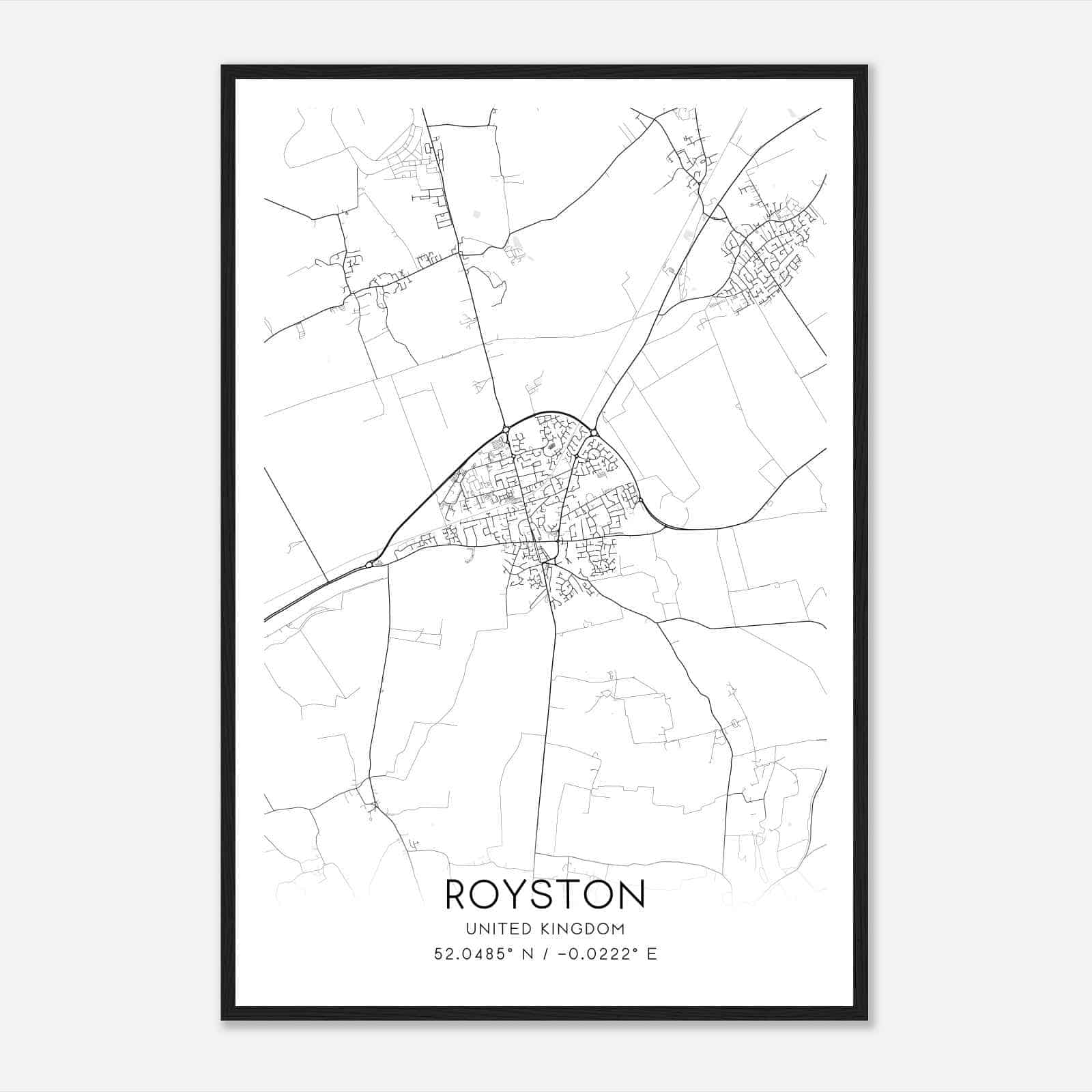 Royston United Kingdom Map Poster, Modern Home Decor Wall Art Print