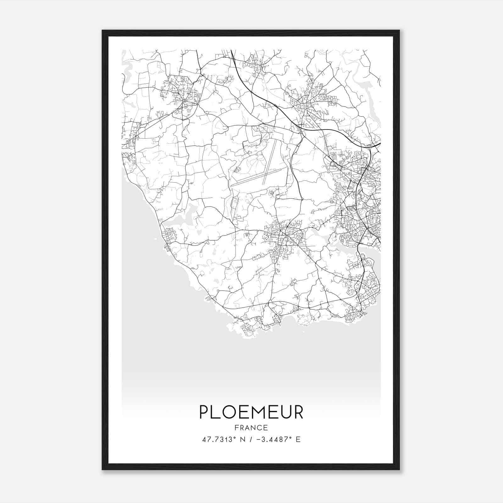 Ploemeur France Map Poster, Modern Home Decor Wall Art Print