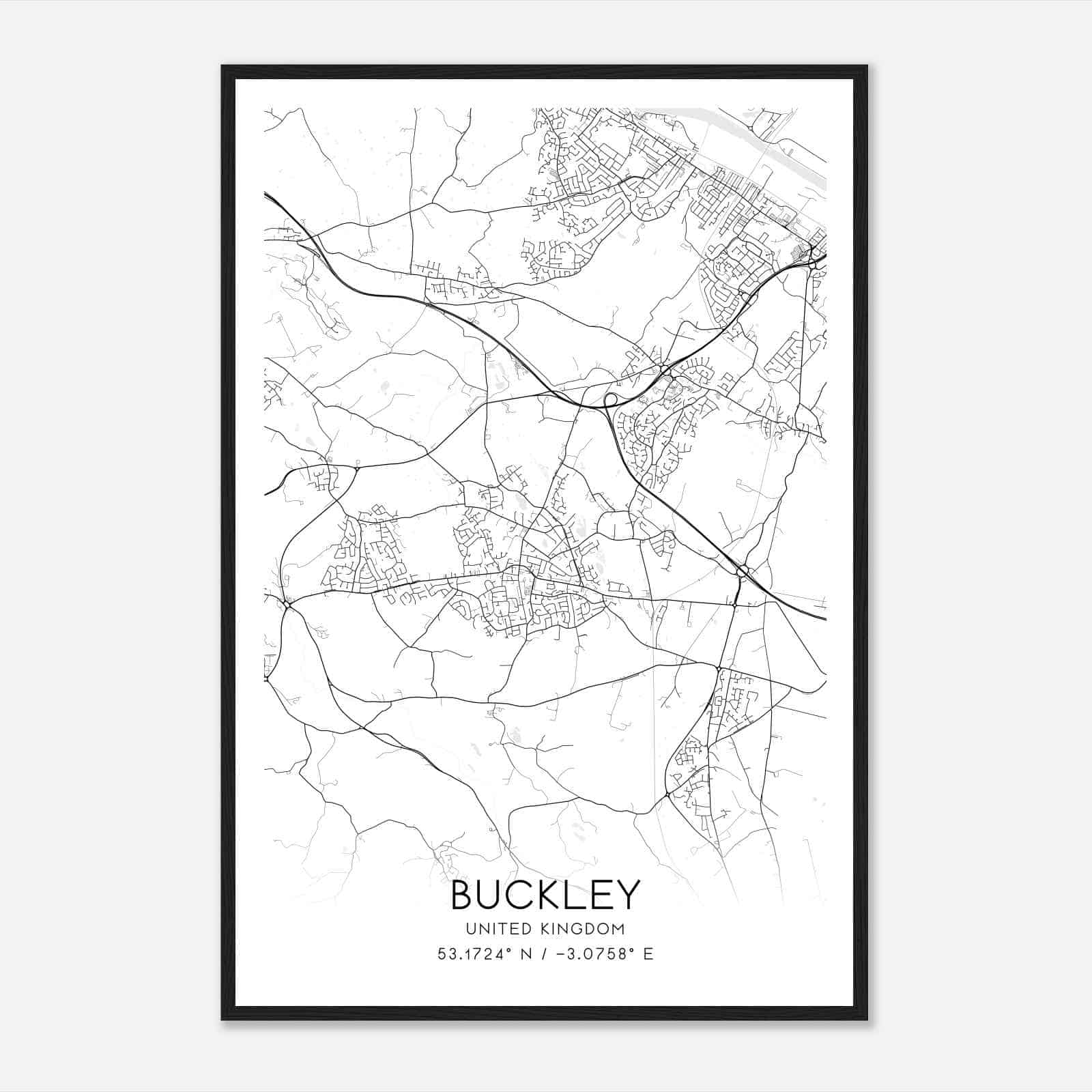 Buckley United Kingdom Map Poster, Modern Home Decor Wall Art Print