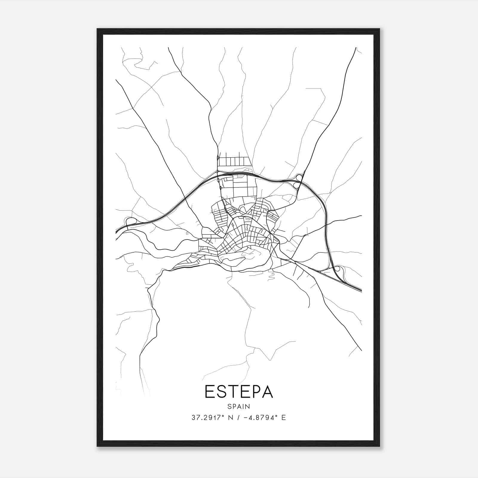 Estepa Spain Map Poster, Modern Home Decor Wall Art Print