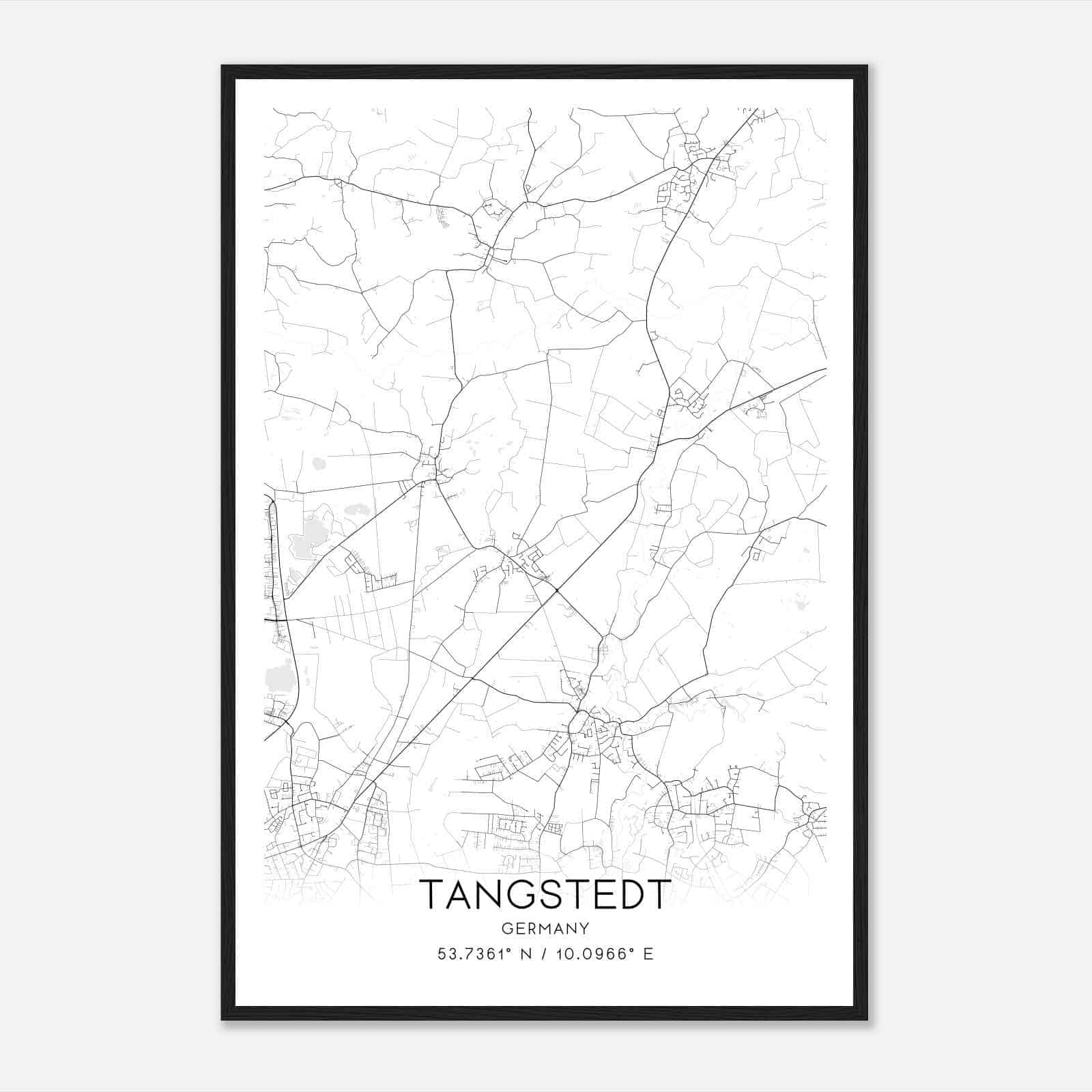 Tangstedt Germany Map Poster, Modern Home Decor Wall Art Print