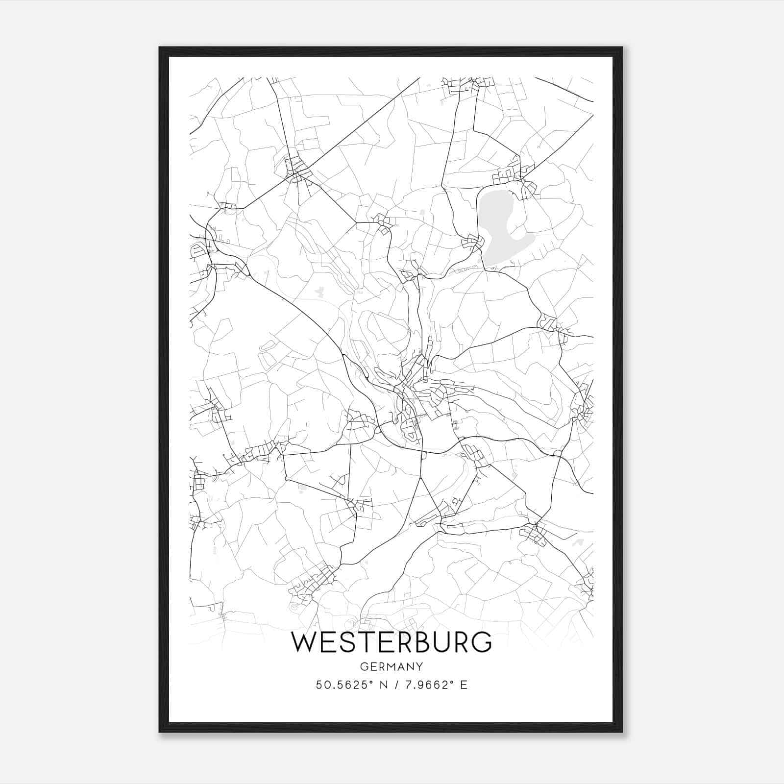Westerburg Germany Map Poster, Modern Home Decor Wall Art Print