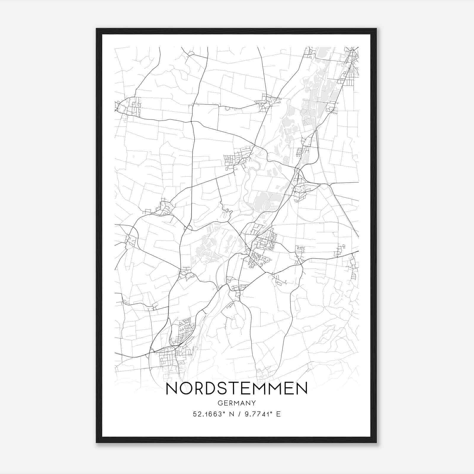 Nordstemmen Germany Map Poster, Modern Home Decor Wall Art Print