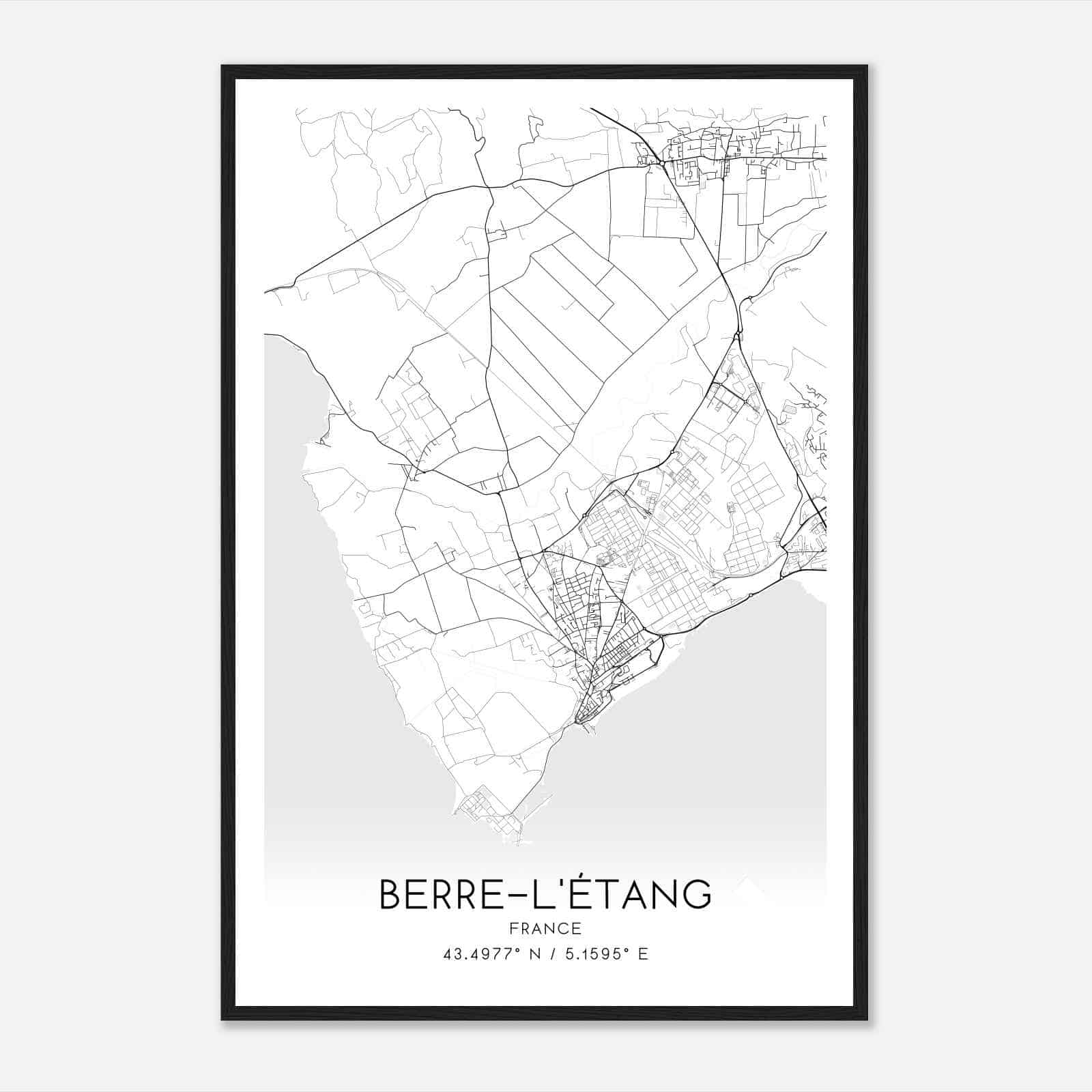 Berre-l’Etang France Map Poster, Modern Home Decor Wall Art Print
