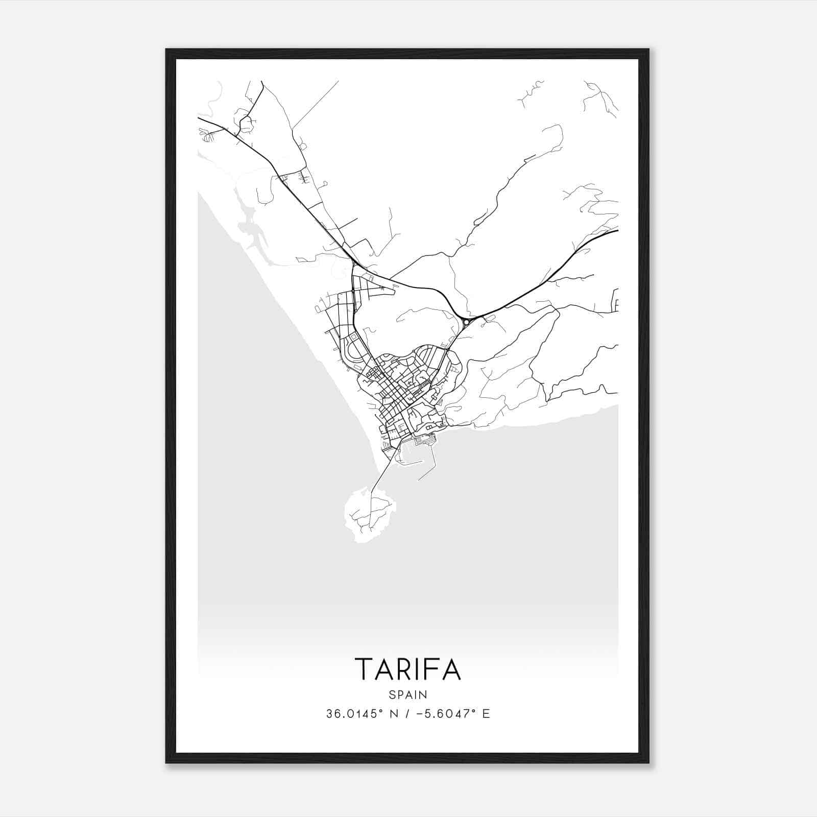 Tarifa Spain Map Poster, Modern Home Decor Wall Art Print