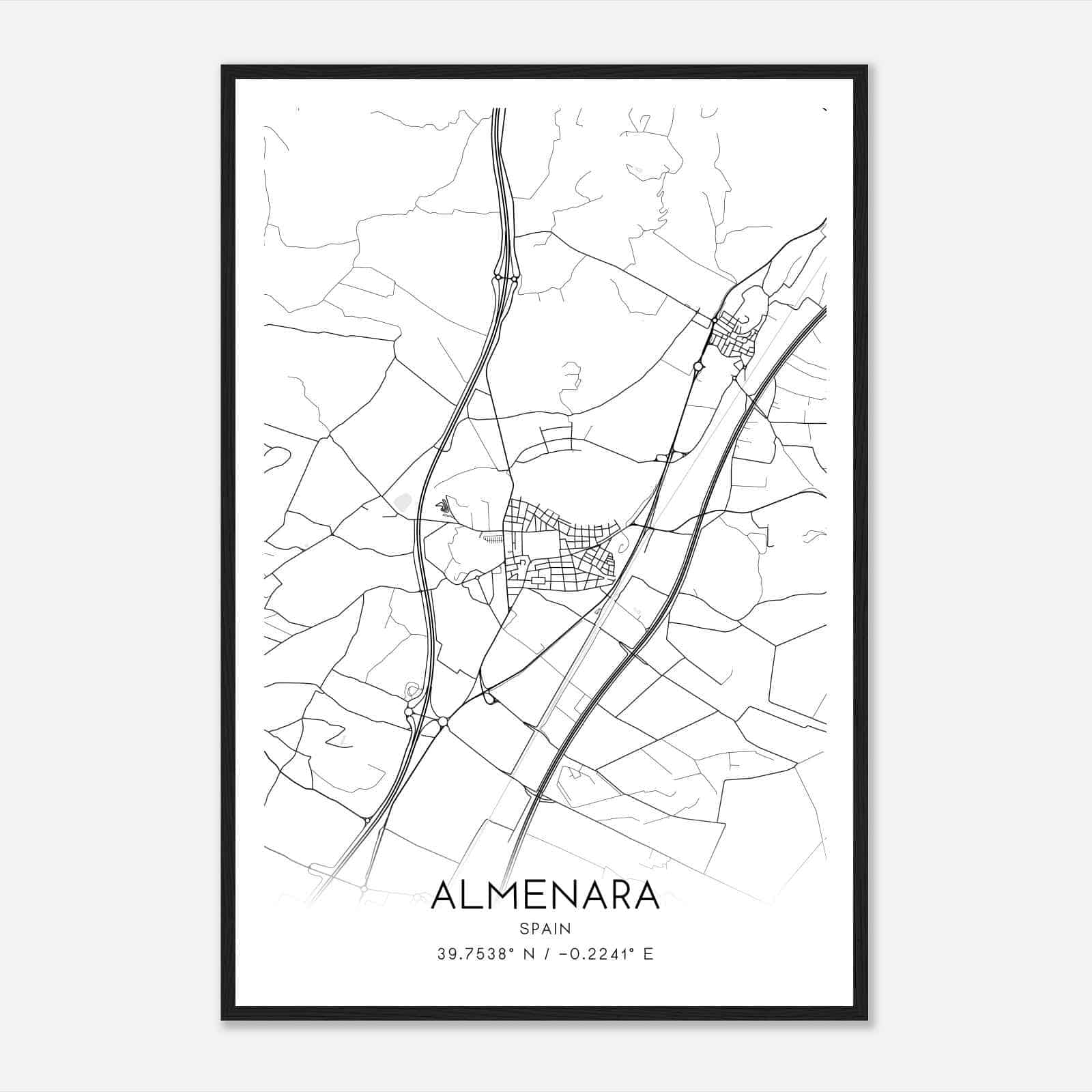 Almenara Spain Map Poster, Modern Home Decor Wall Art Print