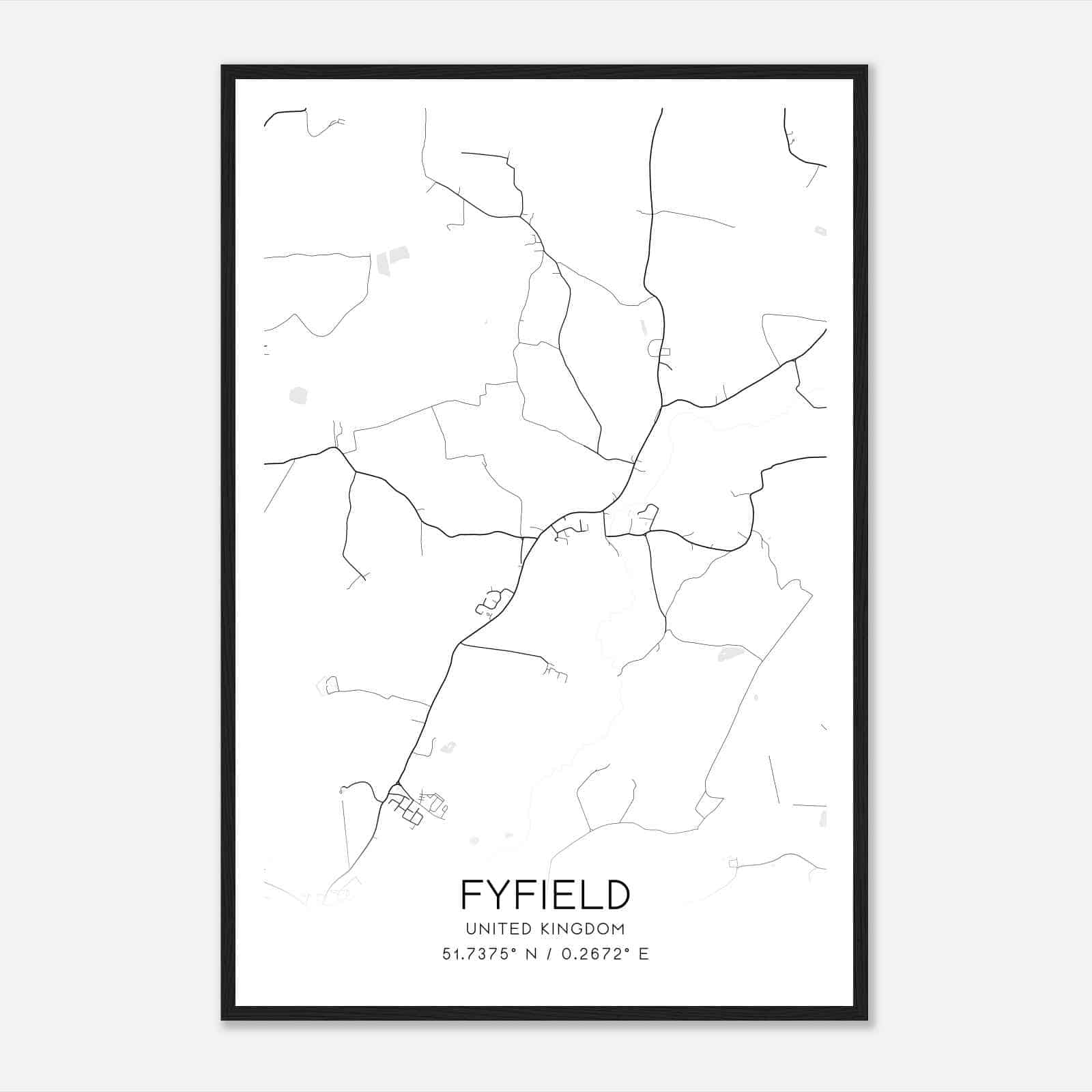 Fyfield United Kingdom Map Poster, Modern Home Decor Wall Art Print