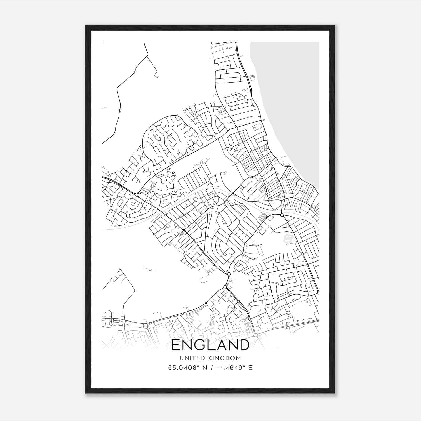 Monkseaton United Kingdom Map Poster, Modern Home Decor Wall Art Print