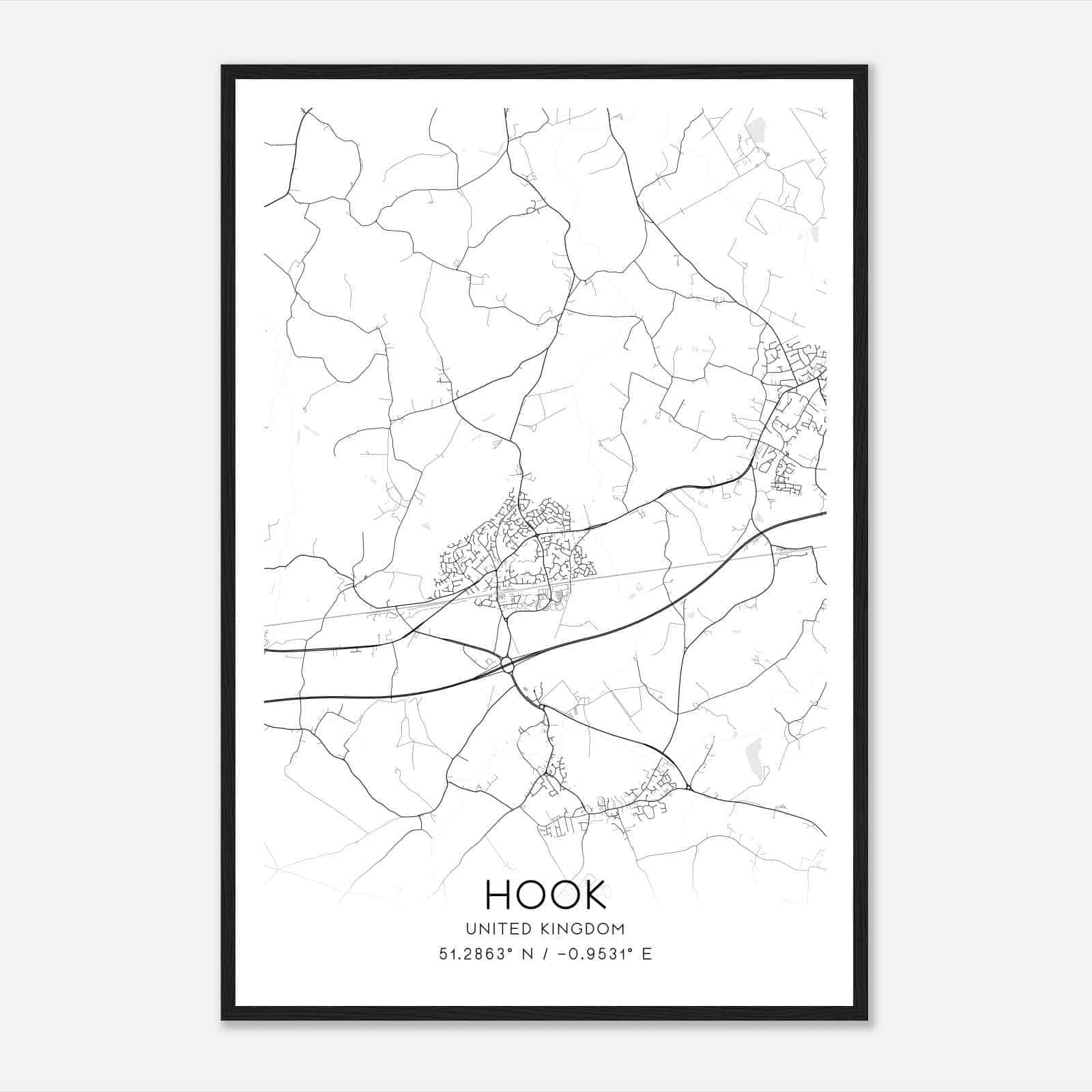 Hook United Kingdom Map Poster, Modern Home Decor Wall Art Print